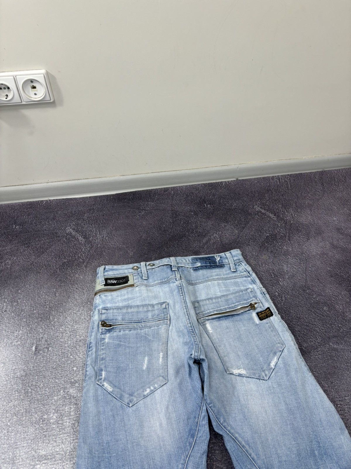 G-Star Vintage G-Star Raw Avant Garde Light Blue Denim Biker Jeans Size US 32 / EU 48 - 4 Thumbnail