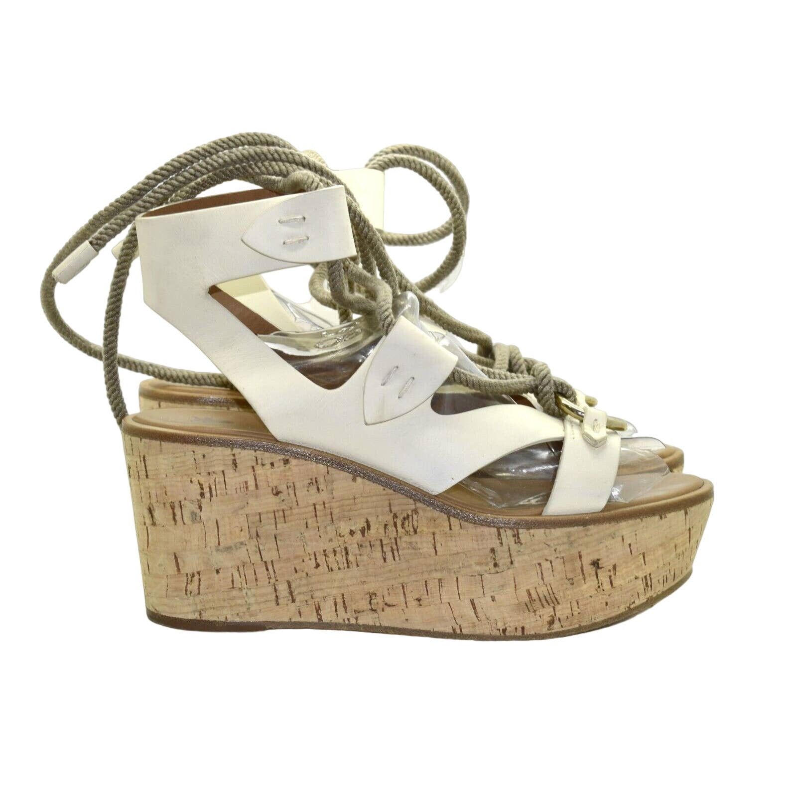 Frye B0 FRYE Dalia White Leather Cork Platform Sandals Shoes 9 M Size US 9 / IT 39 - 1 Thumbnail