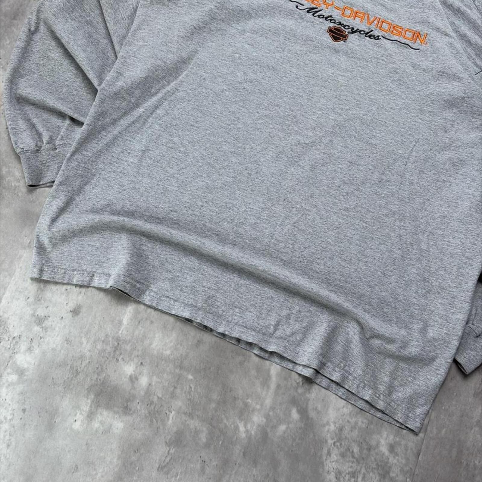 Harley Davidson Vintage Grey Harley Davidson Grunge Biker Long Sleeve Shirt Size US XL / EU 56 / 4 - 4 Thumbnail