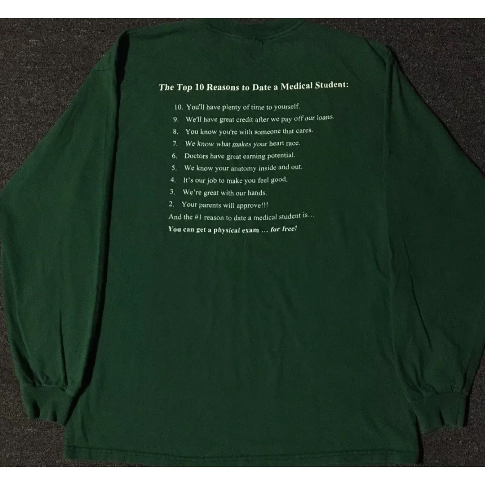 Reason VINTAGE 90s Top 10 Reasons To Date Medical Student Faded Shirt L Nurse Funny Grunge Size US L / EU 52-54 / 3 - 2 Thumbnail