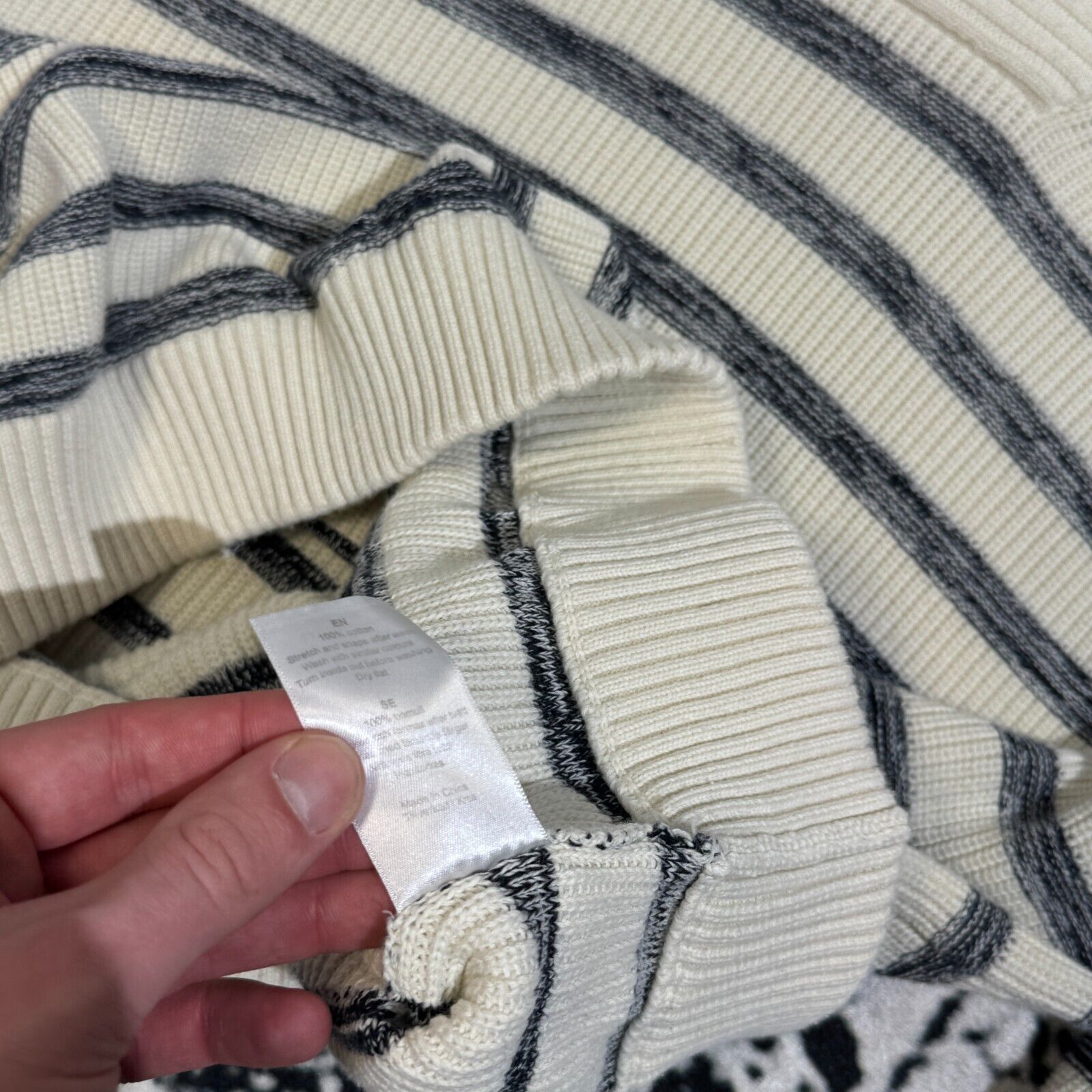 Vintage Vintage Dobber Unisex White Gray Striped Turtleneck Size XL Size US XL / EU 56 / 4 - 6 Thumbnail