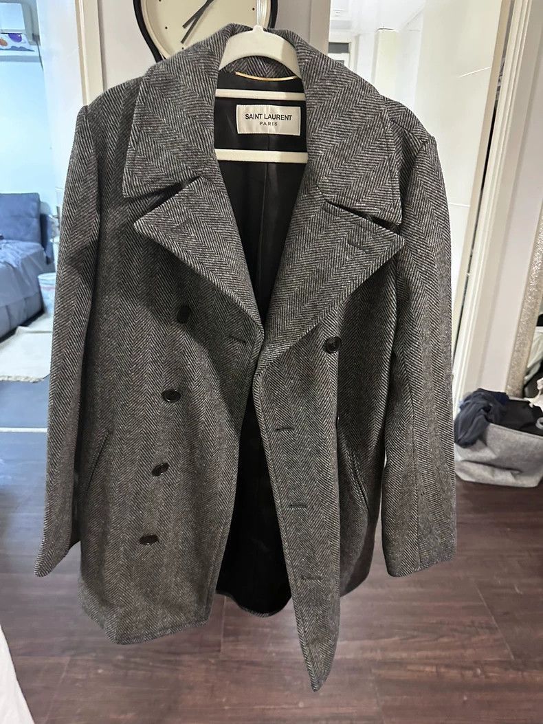 Saint Laurent Paris Saint Laurent Houndstooth Wool Coat fo