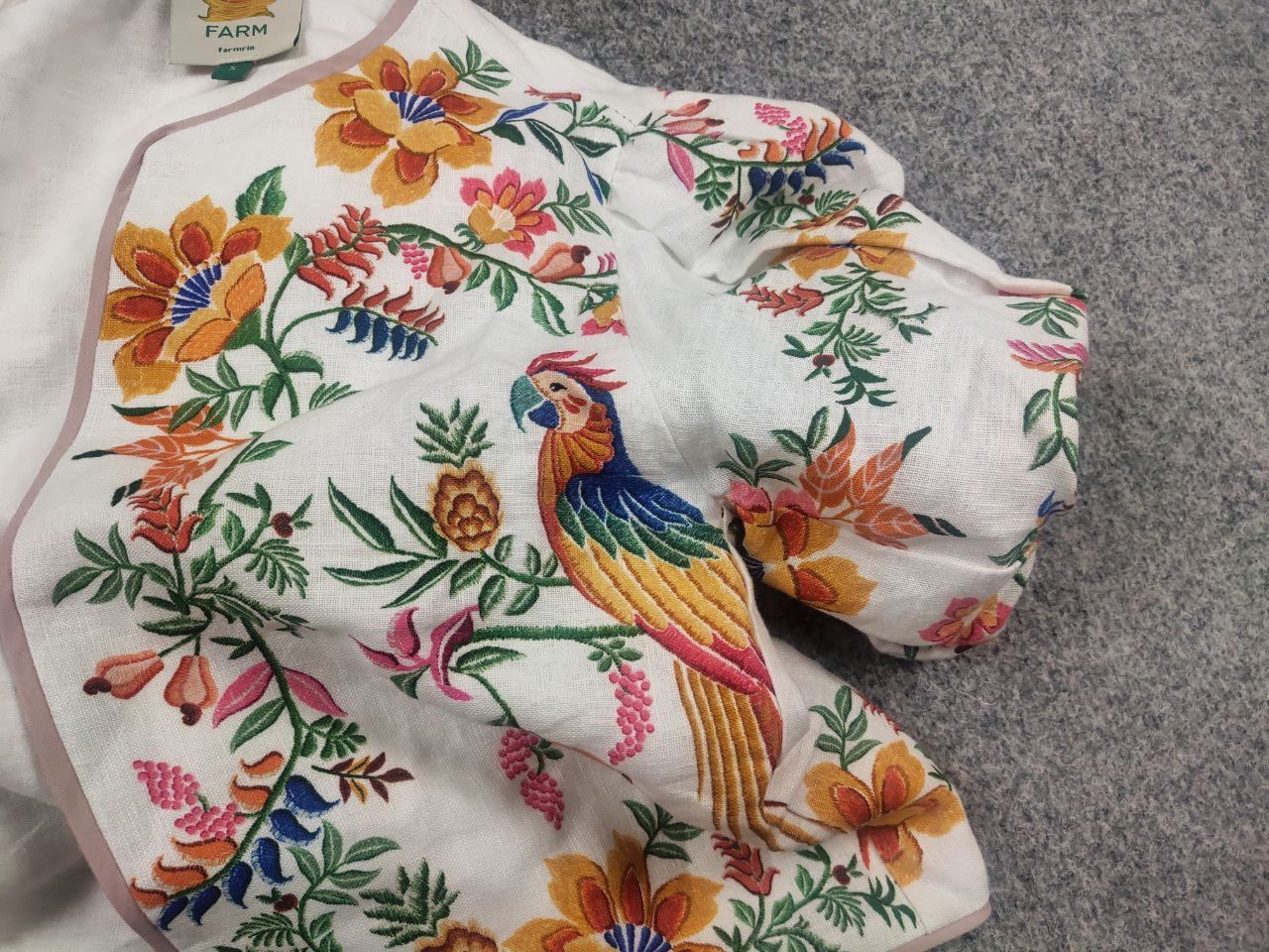 Farm Rio Farm Rio Delicate Forest Scarves Short Linen Blouse Sleeve Size S / US 4 / IT 40 - 4 Thumbnail