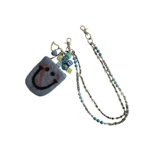 Jewelry 98Blue Beaded Wallet Pants Chain with Felt Smile Pouch Size ONE SIZE - 5 Thumbnail