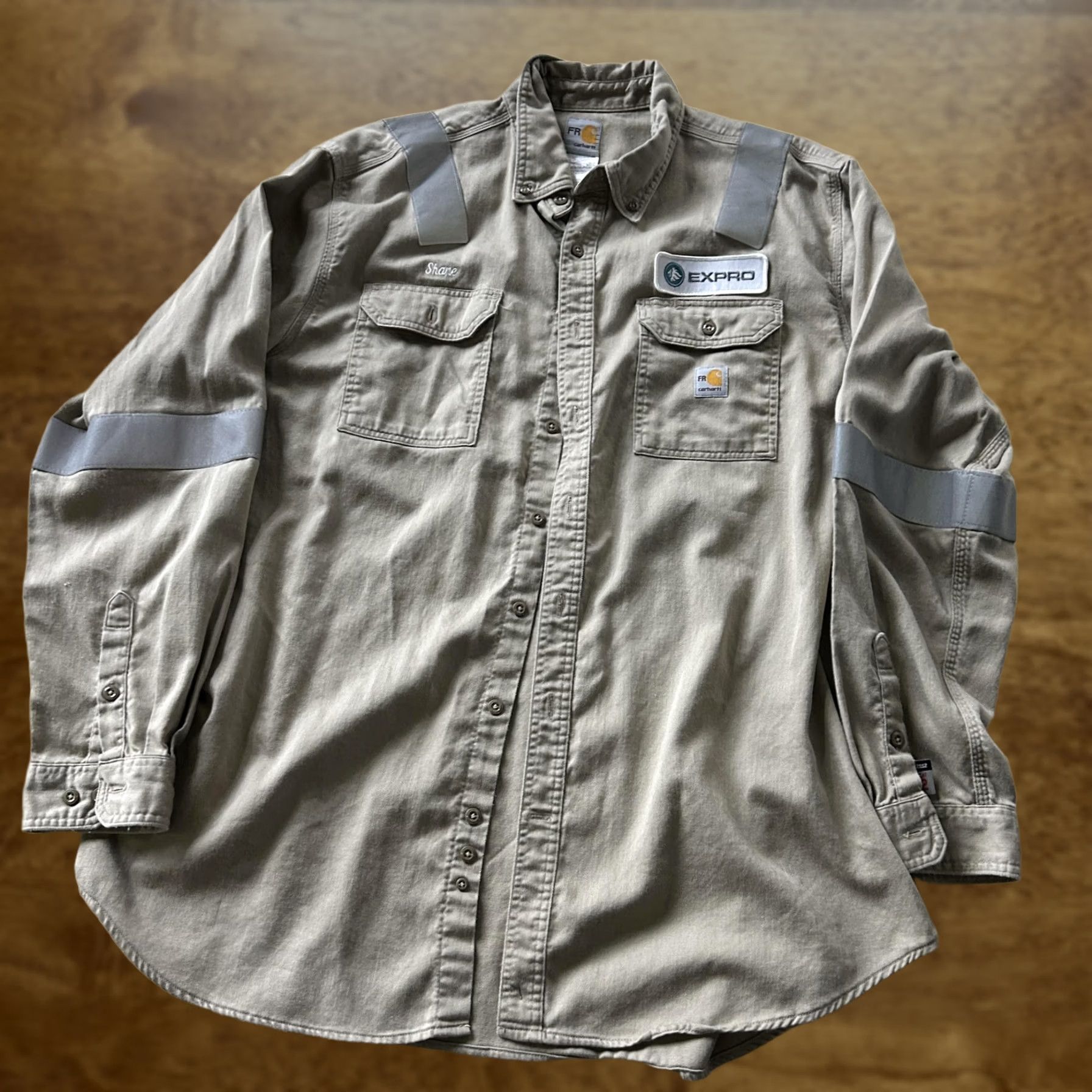 Carhartt Carhartt FR Shirt Mens 2XLT Beige Flame Resistant Reflective Workwear Button Up Size US XXL / EU 58 / 5 - 1 Thumbnail