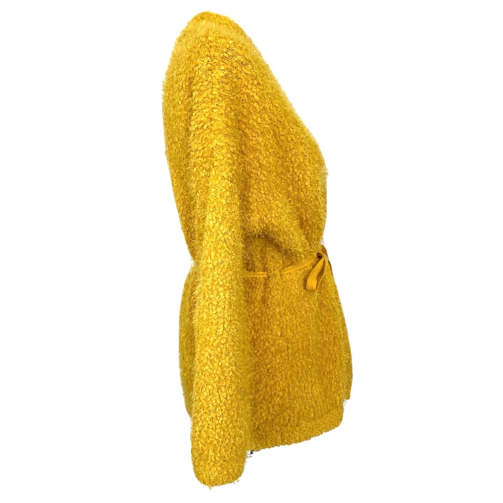 Vintage CURRENT AIR Cardigan Sweater Belted Knitted Textured Yellow Boho L Womens Size L / US 10 / IT 46 - 6 Thumbnail
