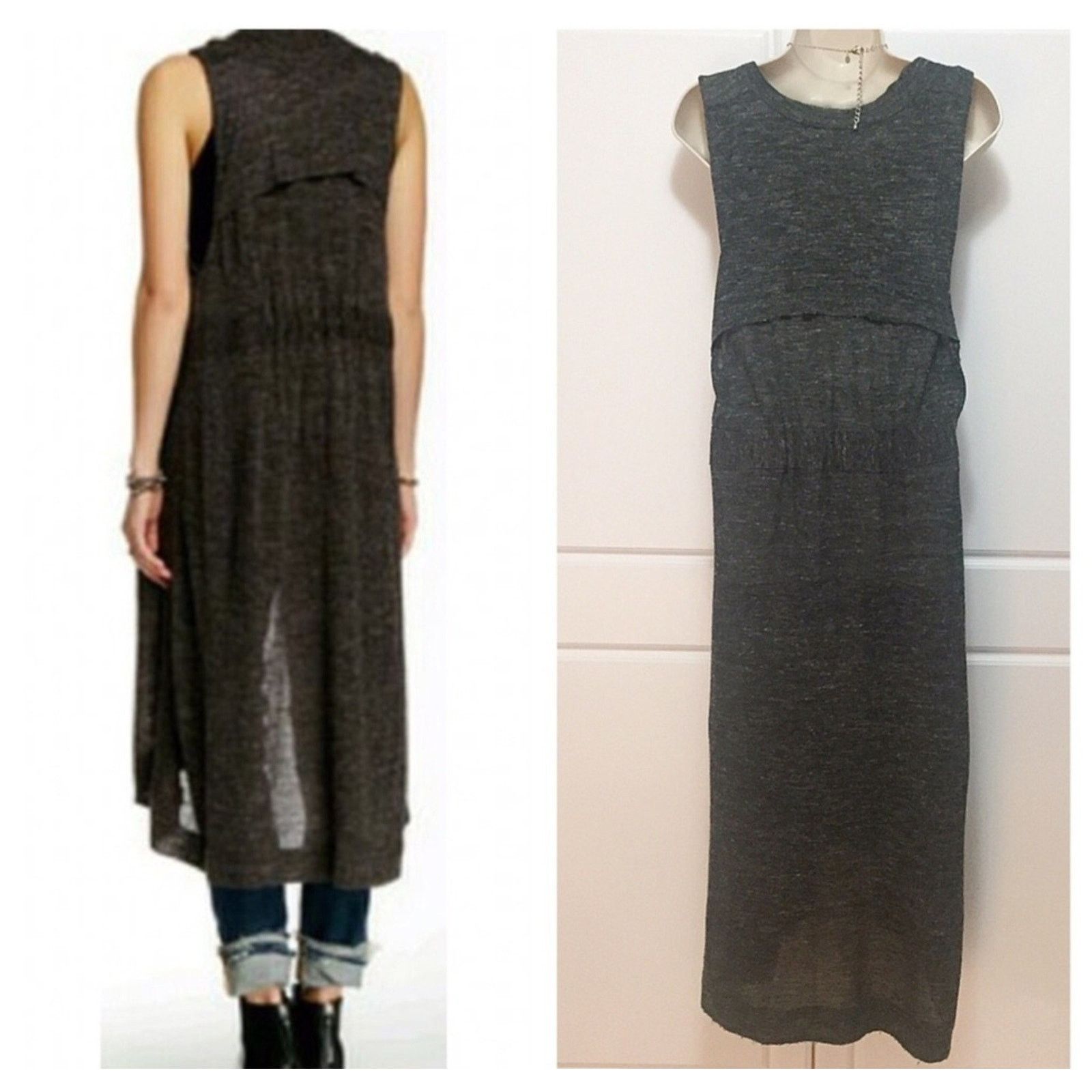 Free People Free People Womens Open Cardigan Duster Sleeveless Linen S Size S / US 4 / IT 40 - 4 Thumbnail