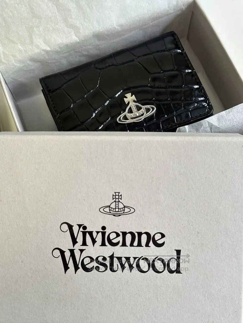 Vivienne Westwood Black crocodile leather trifold wallet