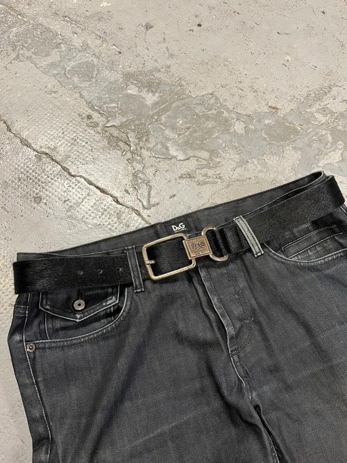 Dolce & Gabbana 2000s Dolce & Gabbana Pony Hair Black Leather Belt Size ONE SIZE - 2 Thumbnail