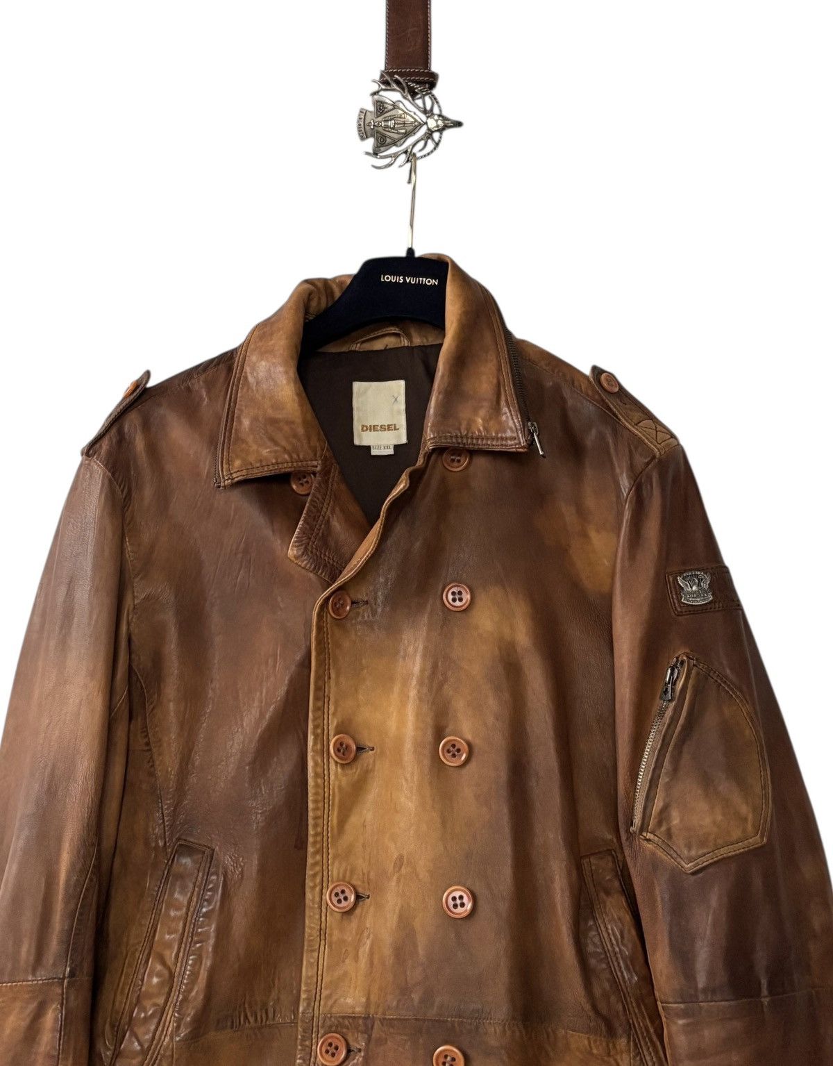 Diesel Vintage Diesel Leather Jacket Size US XXL / EU 58 / 5 - 5 Thumbnail