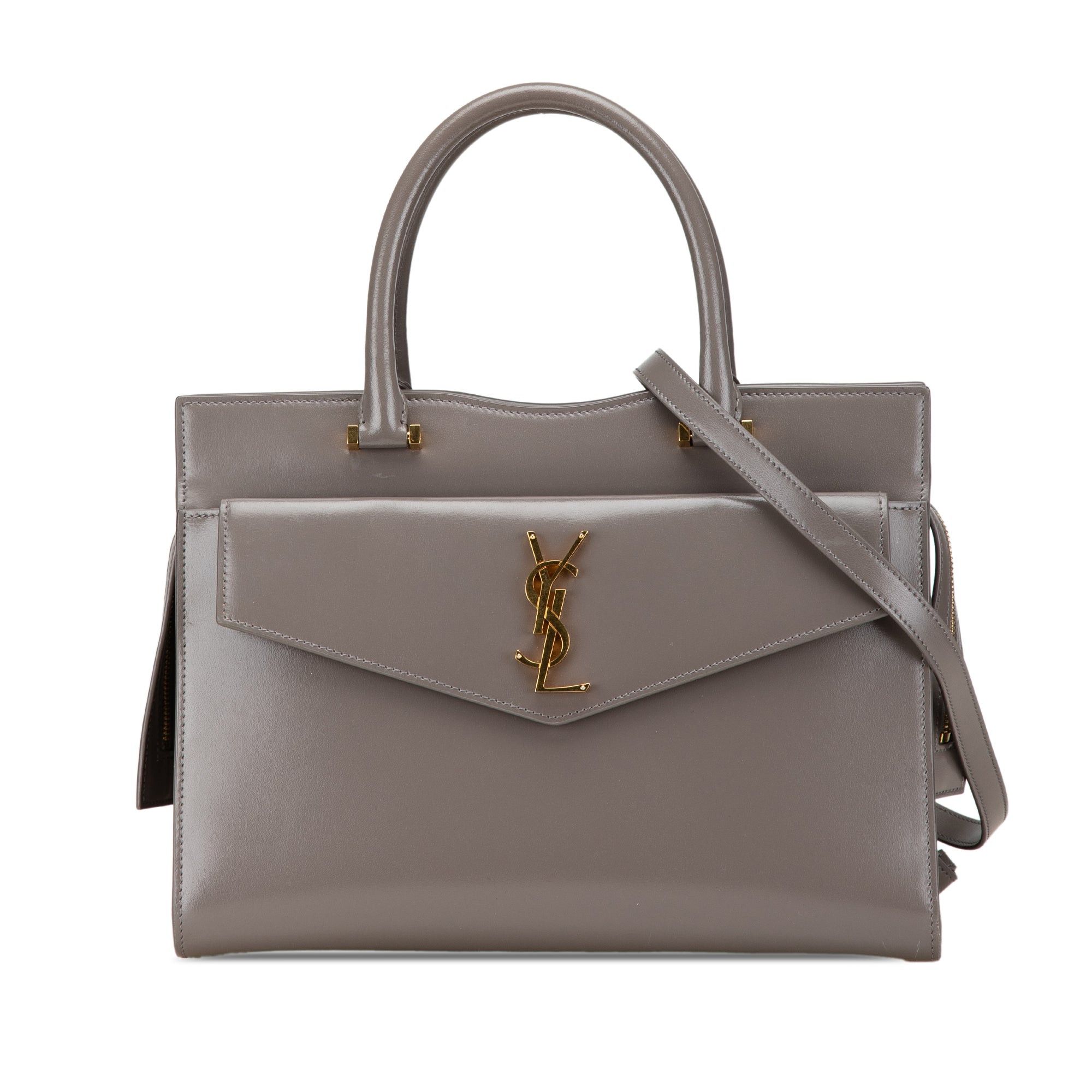Saint Laurent Paris Saint Laurent Medium Leather Monogram Uptown Satchel Gray Size ONE SIZE - 1 Thumbnail