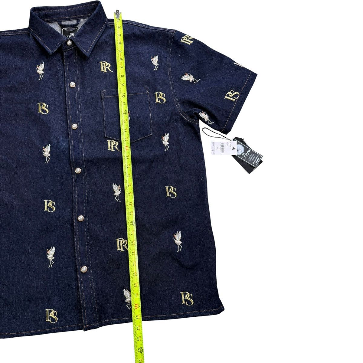 Prps PRPS Indigo Denim Button Up Shirt Over Logo Embroidered 3XL Size US XXL / EU 58 / 5 - 8 Thumbnail