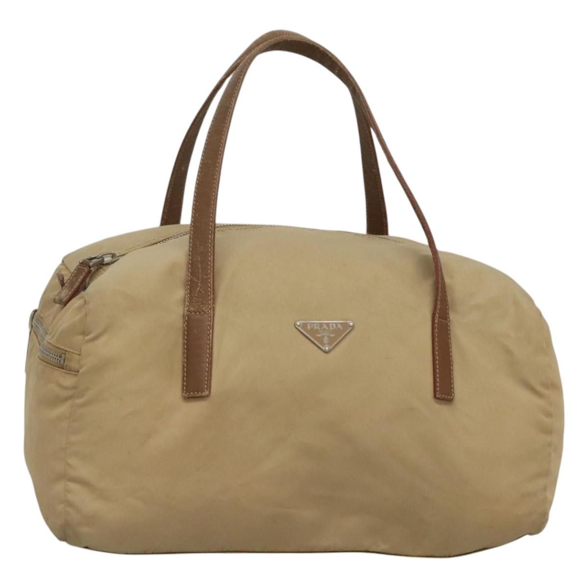 Prada Shoulder Bag Nylon Beige Auth Mx184, Women's