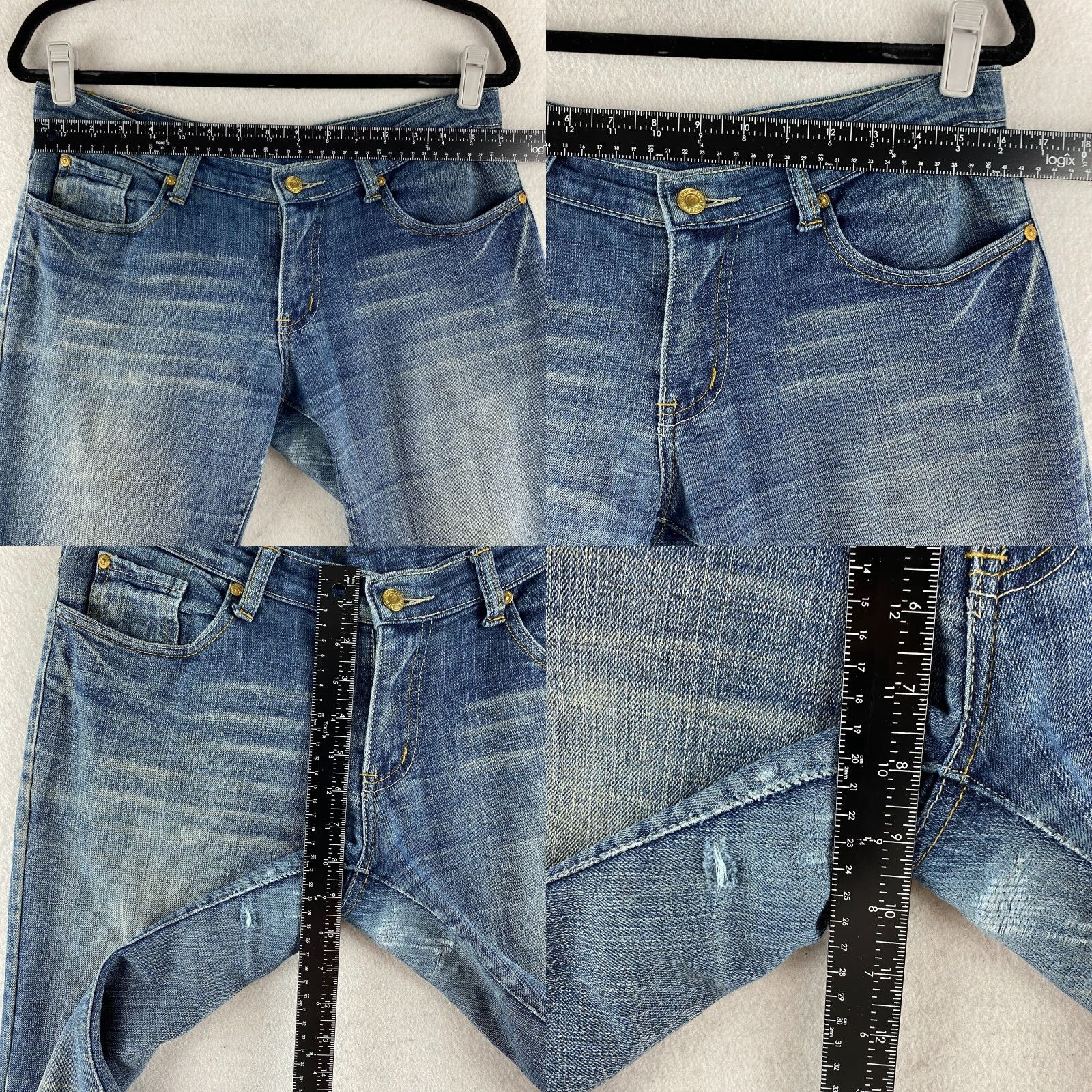 7 For All Mankind 7 For All Mankind Jeans Womens 29 Blue Low-Rise Distressed Rip Denim USA Made Size 29" - 8 Thumbnail