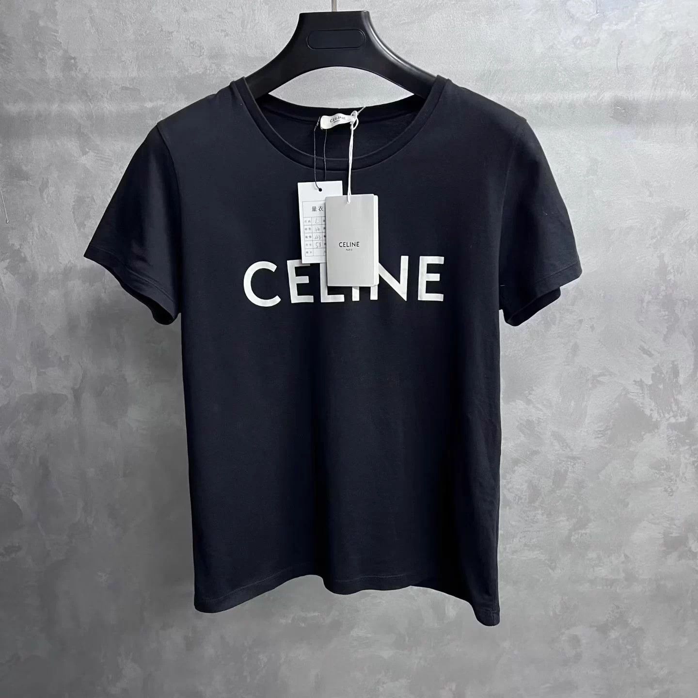 Celine Celine Black Logo Print Oversize Knit Short Tee L Size L / US 10 / IT 46 - 1 Thumbnail