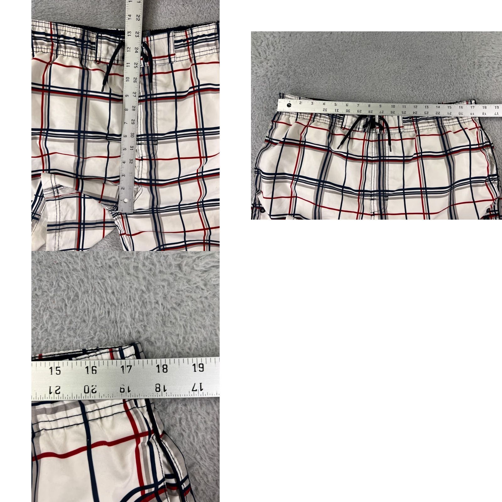 Faded Glory Faded Glory Mens Board Shorts Swim Trunks Medium White Gray Plaid Beach Surf Pants Mens Size US 31 - 9 Thumbnail