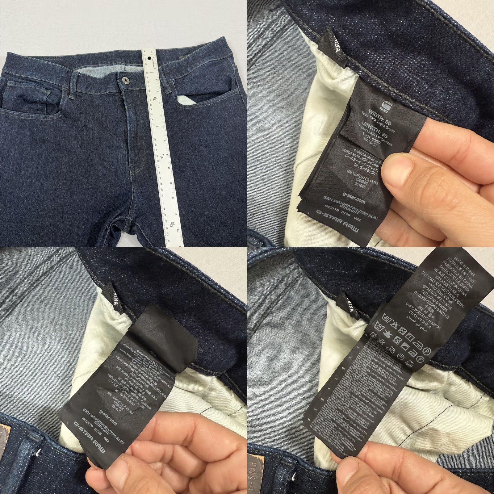 G-Star G-Star Jeans Mens 36x30 Blue Deconstructed Slim Straight Denim Pants Stretch Raw Jeans Size US 36 / EU 52 - 8 Thumbnail