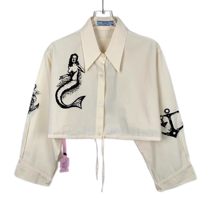 Prada Prada Mermaid Print Long Sleeve Shirt-dmc Size US S / EU 44-46 / 1 - 1 Thumbnail