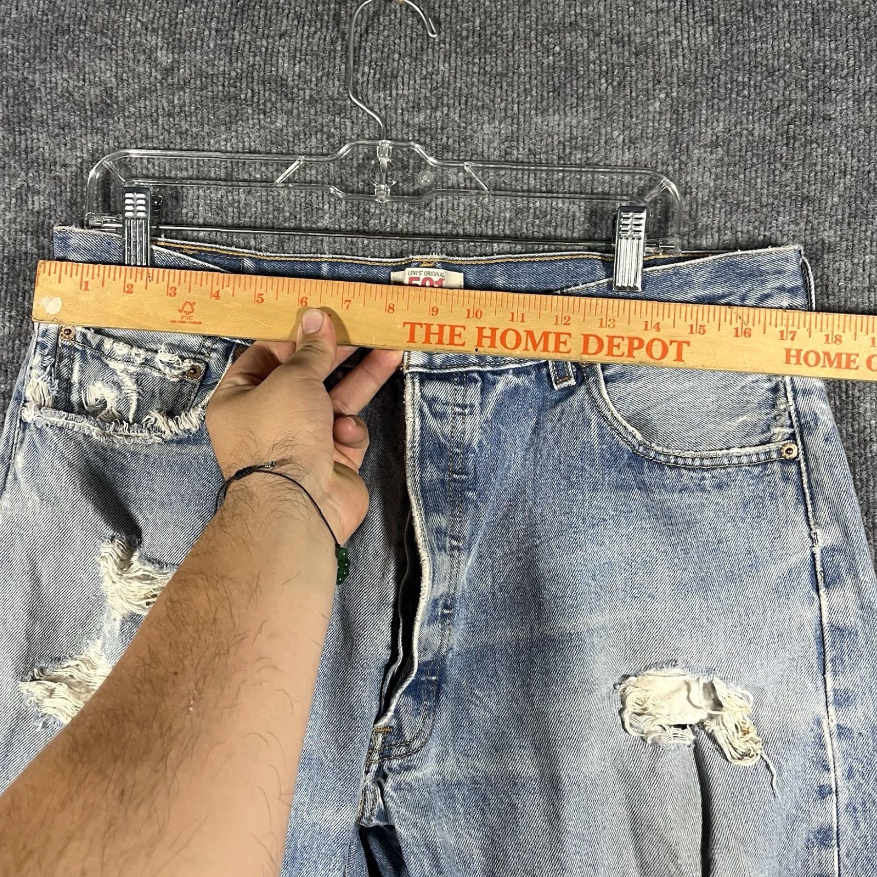 Levi's VINTAGE Levi's 501 Original Fit Jeans Mens 36x30 Blue Denim 5-Pocket 100% Cotton Distressed Rinse Button Closure Vintage Size US 36 / EU 52 - 3 Thumbnail