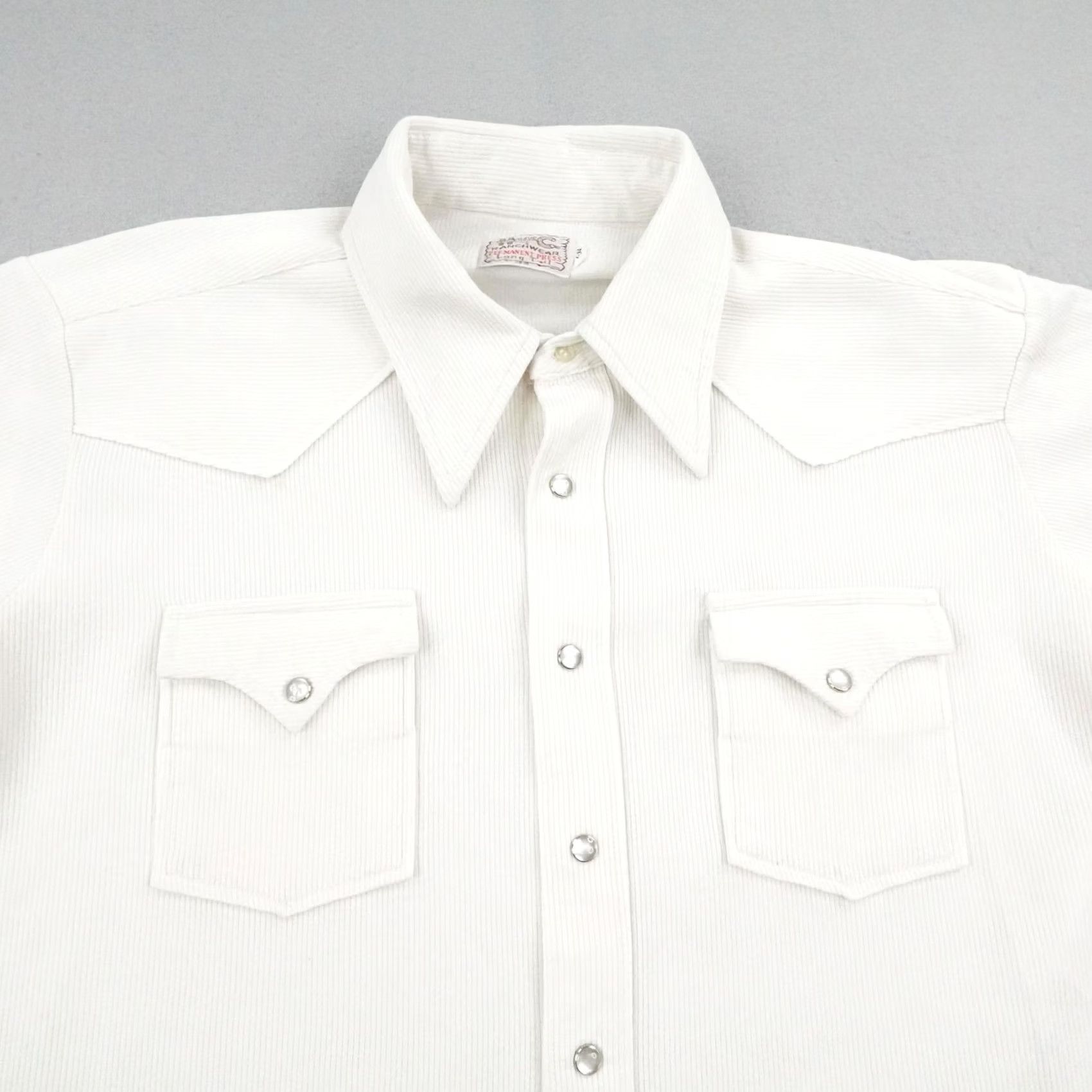Vintage VINTAGE H Bar C Ranchwear Shirt Men XL White Western Pearl Snap Ribbed Long Tail Size US XL / EU 56 / 4 - 2 Thumbnail