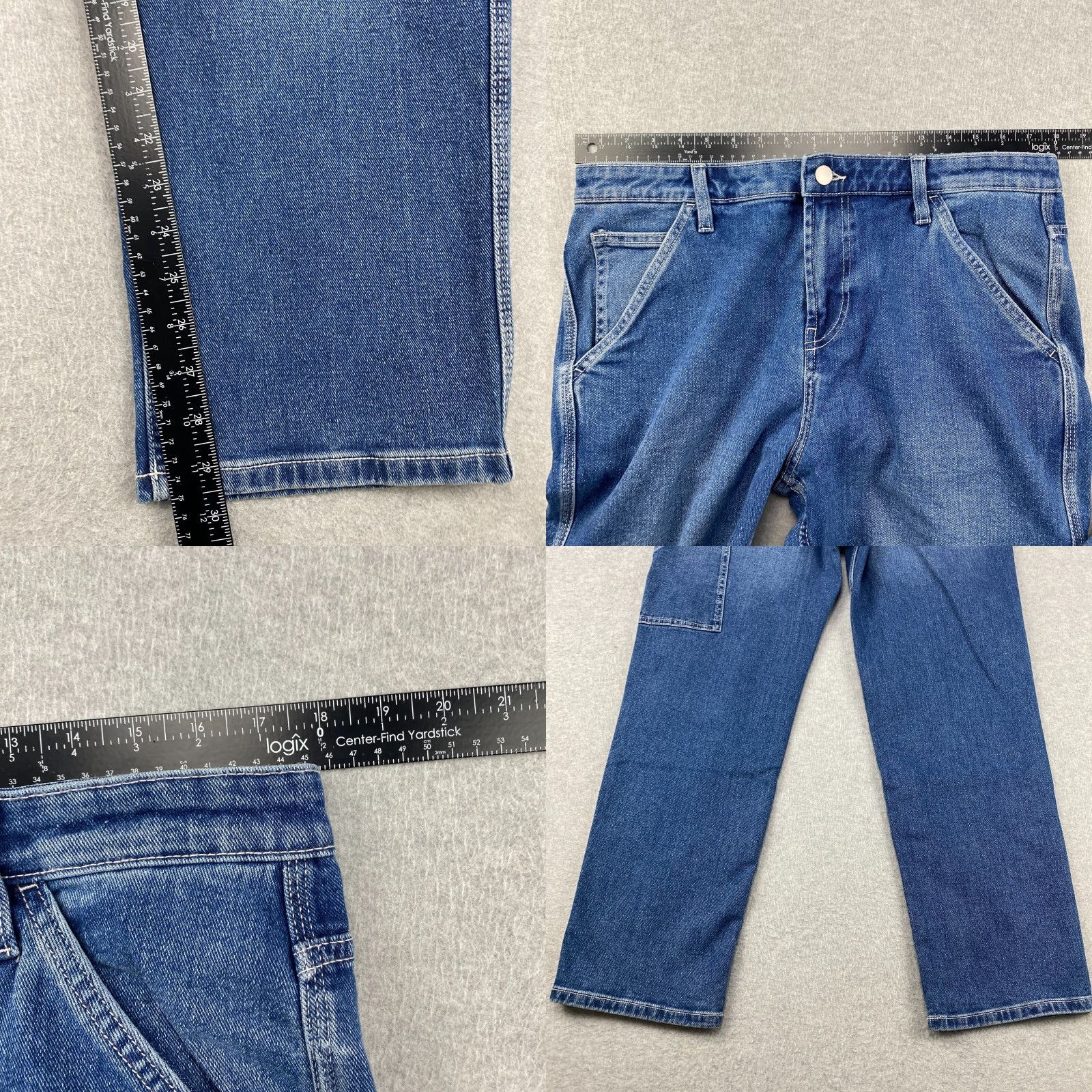 Essentials Amazon Jeans Mens 33X30 Blue Straight Leg Pockets Slimming Stretch Denim 5-Pocket Design Regular Blue Mens Jeans Size US 33 - 8 Thumbnail