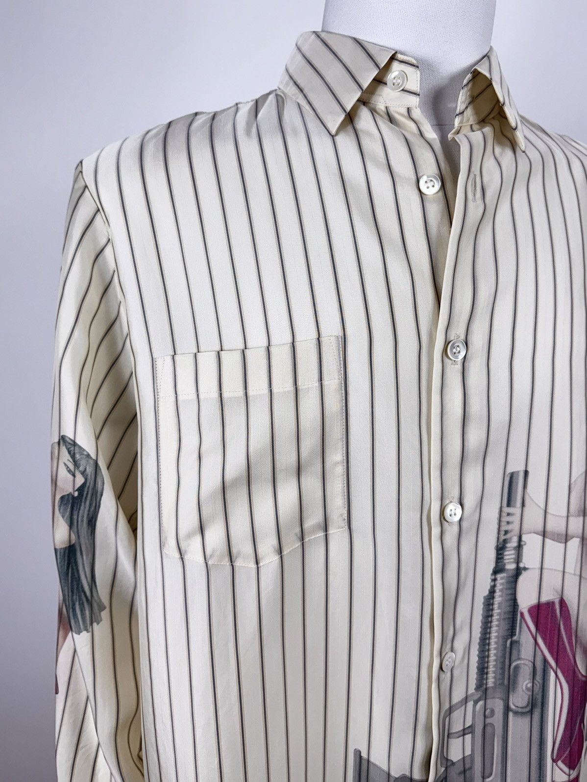 Yohji Yamamoto A/W 2008 Uzi Stripper Pin-Up Shirt Size US L / EU 52-54 / 3 - 11 Thumbnail