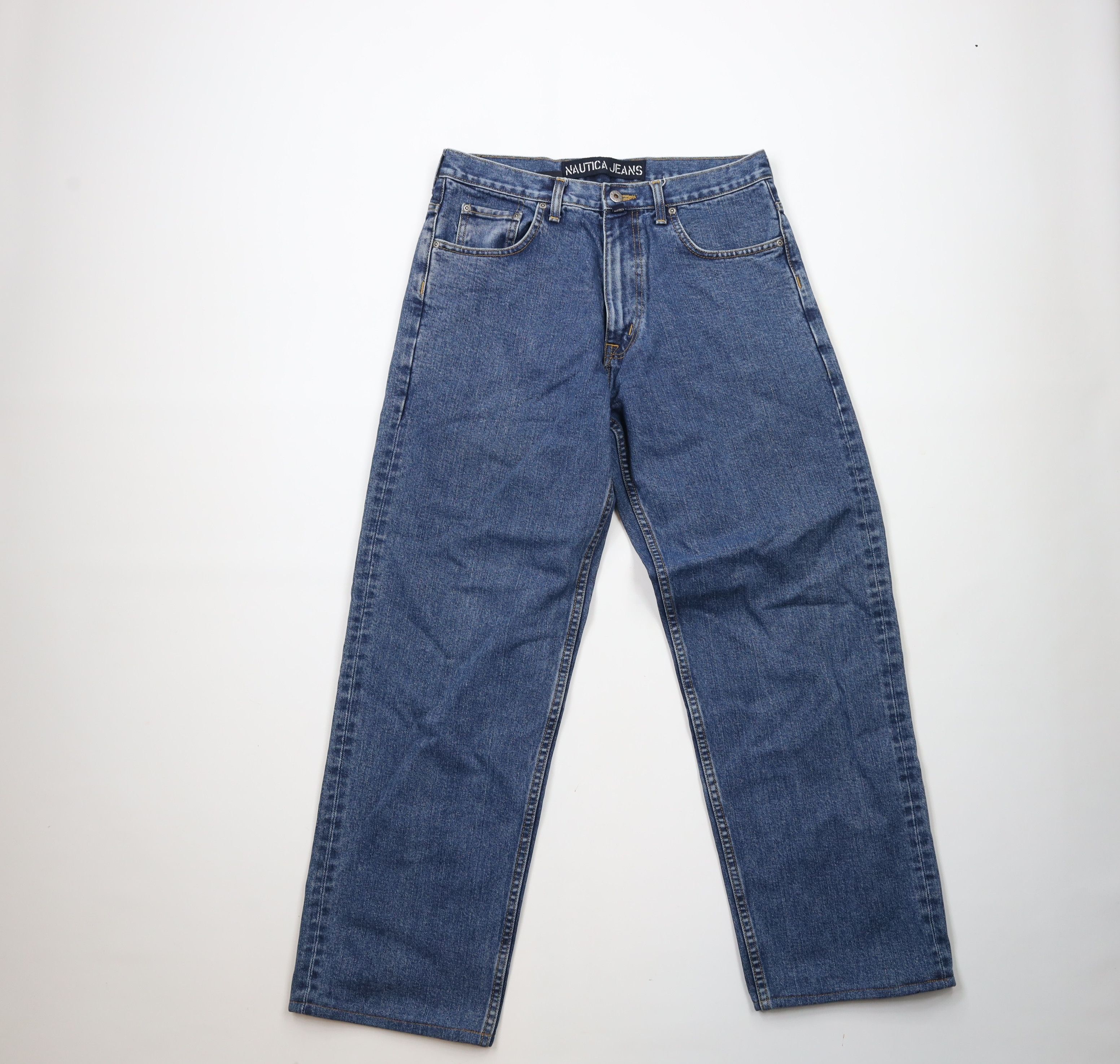 Nautica × Vintage Vintage 90s Nautica Out Baggy Wide Leg Denim Jeans Blue Size US 32 / EU 48 - 1 Thumbnail