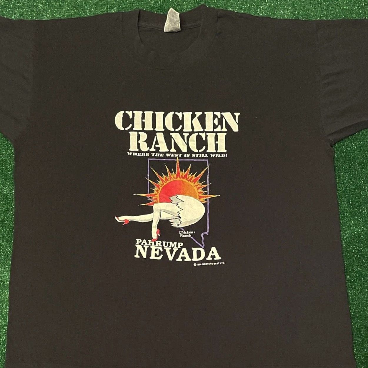 Vintage VINTAGE 90s Chicken Ranch Nevada Where The West Is Still Wild Shirt XL Black Mens T-Shirt Short Sleeve - 1996 Vintage Size US XL / EU 56 / 4 - 3 Thumbnail