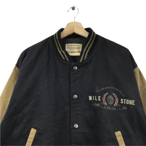 Vtg MILESTONE COVENT LONDON Embroidery Varsity Bomber Jacket