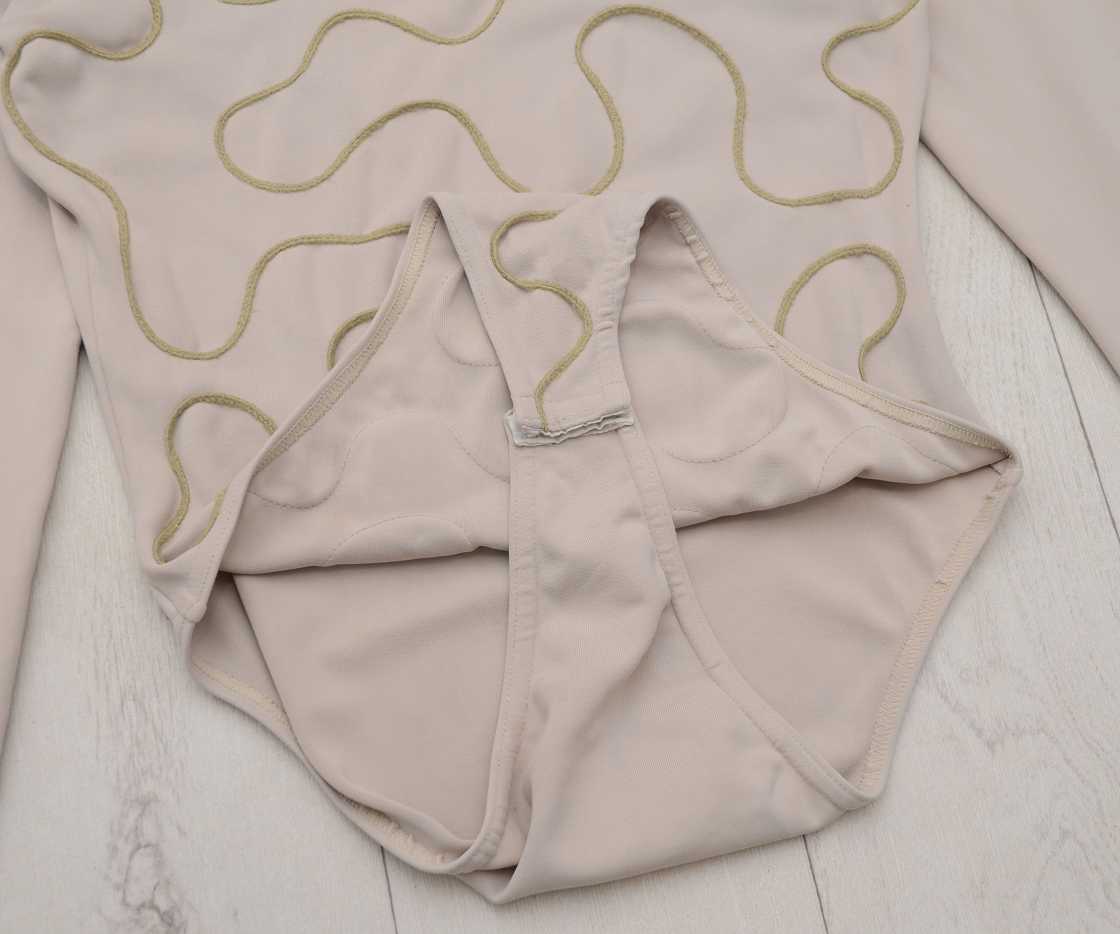 Vintage Elegant Beige Bodysuit Gold Embroidery Chara de Crome Paris Size ONE SIZE - 6 Thumbnail