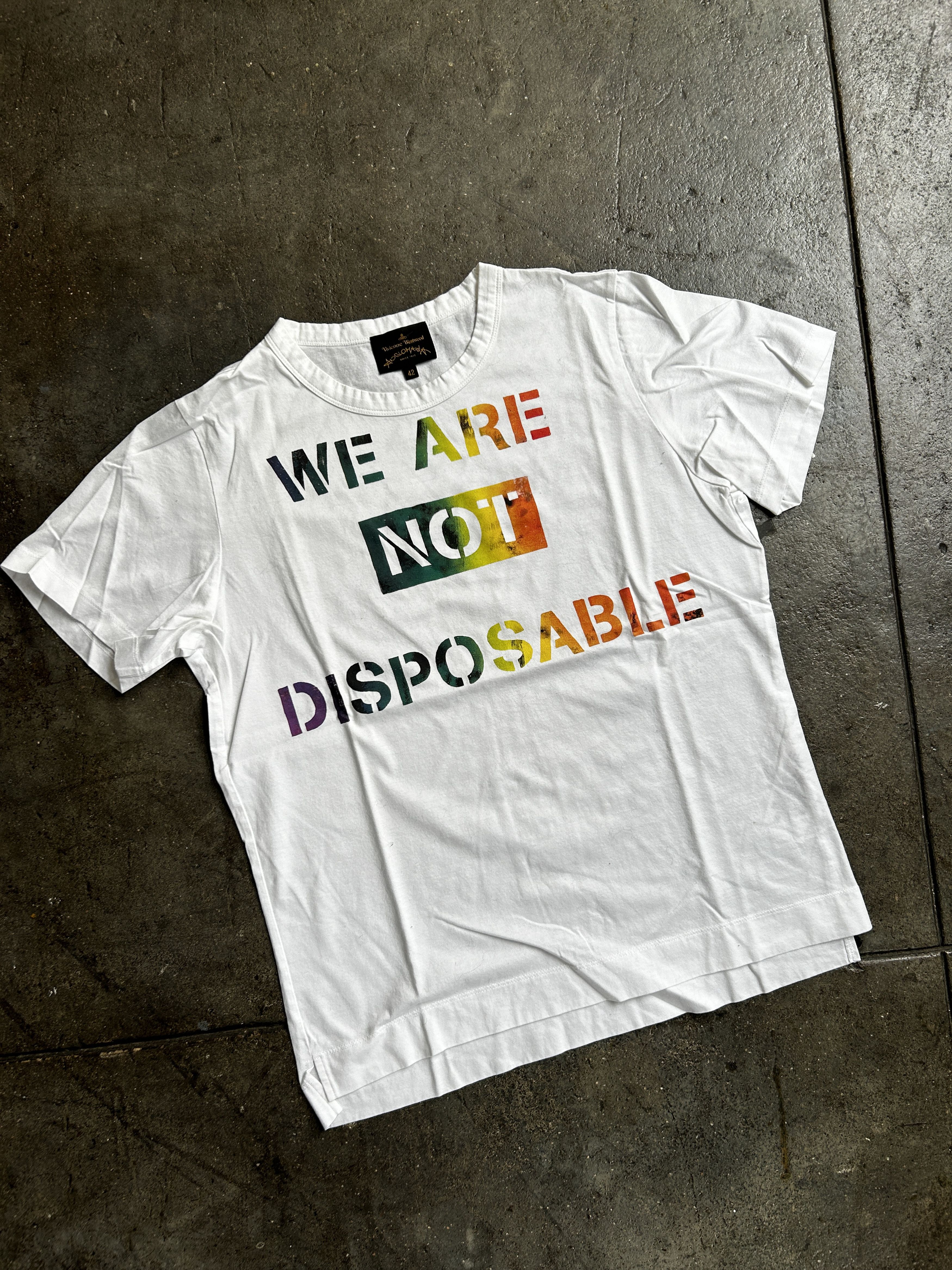 image of Vivienne Westwood We Are Not Disposable Anglomania Vivienne Tee in White, Men's (Size XS)