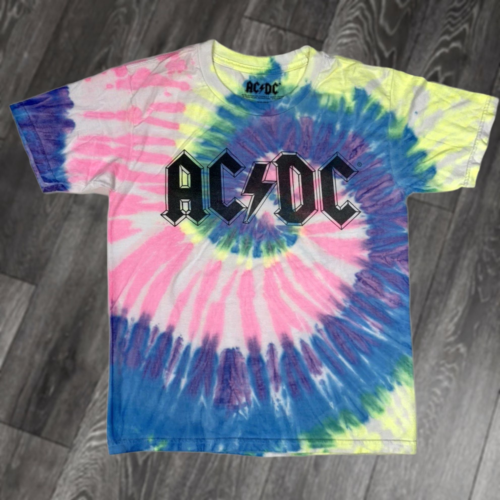 Logo 7 ACDC Logo Graphic T-shirt Women XS Multicolor Tie Dye Short Sleeve Music ShirtXS Women Casual Size XS / US 0-2 / IT 36-38 - 1 Thumbnail