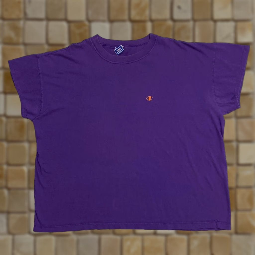 Champion VINTAGE Champion Embroidered Mini Logo Single Stitch T-Shirt XXL Purple 90s Men Shirt Size US XXL / EU 58 / 5 - 1 Thumbnail