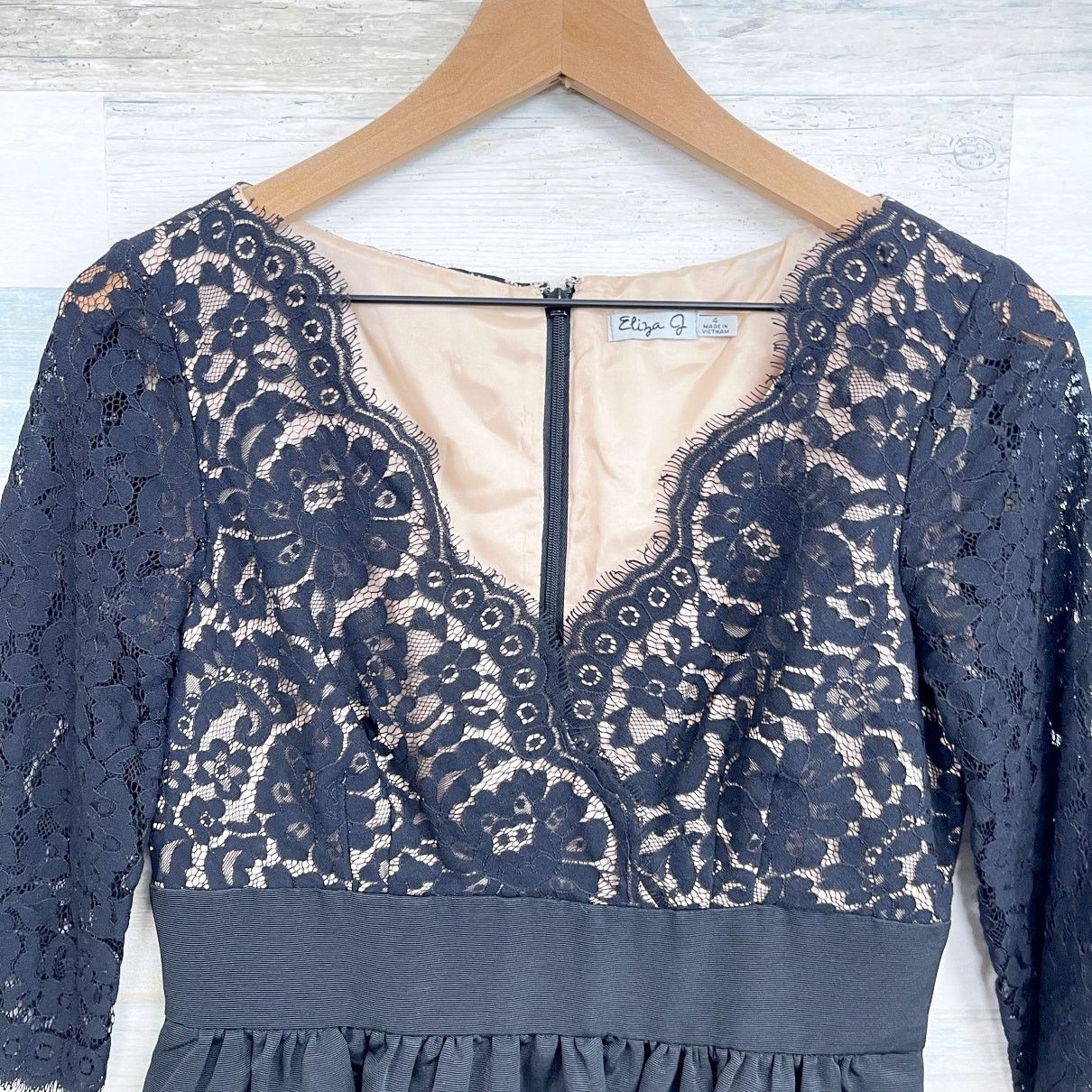 Other Eliza J Lace Fit & Flare Cocktail Dress Black Cream 4 Size S / US 4 / IT 40 - 2 Thumbnail