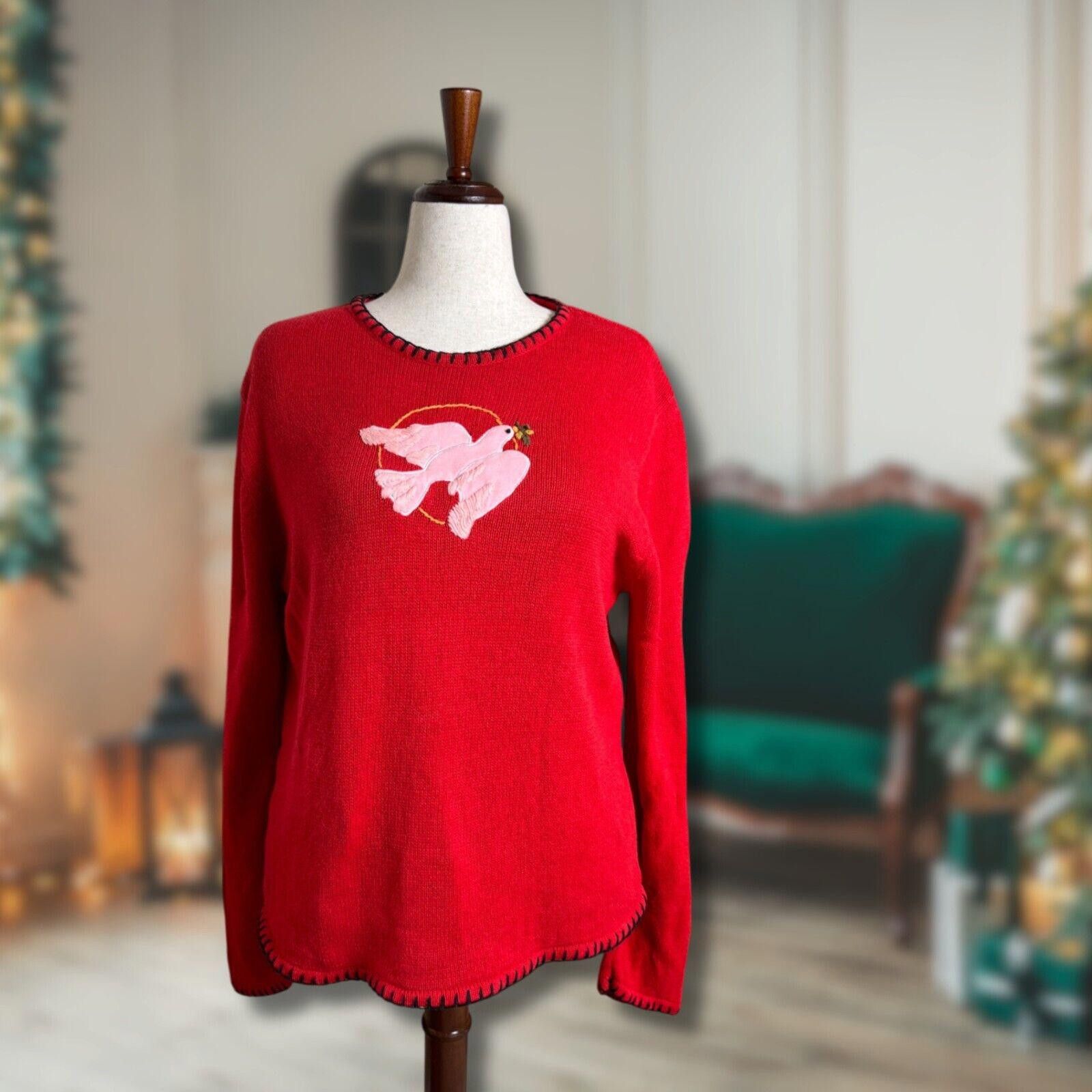 Other Vintage 90s Christmas Pullover Pink Dove Knit Sweater Size XL / US 12-14 / IT 48-50 - 3 Thumbnail