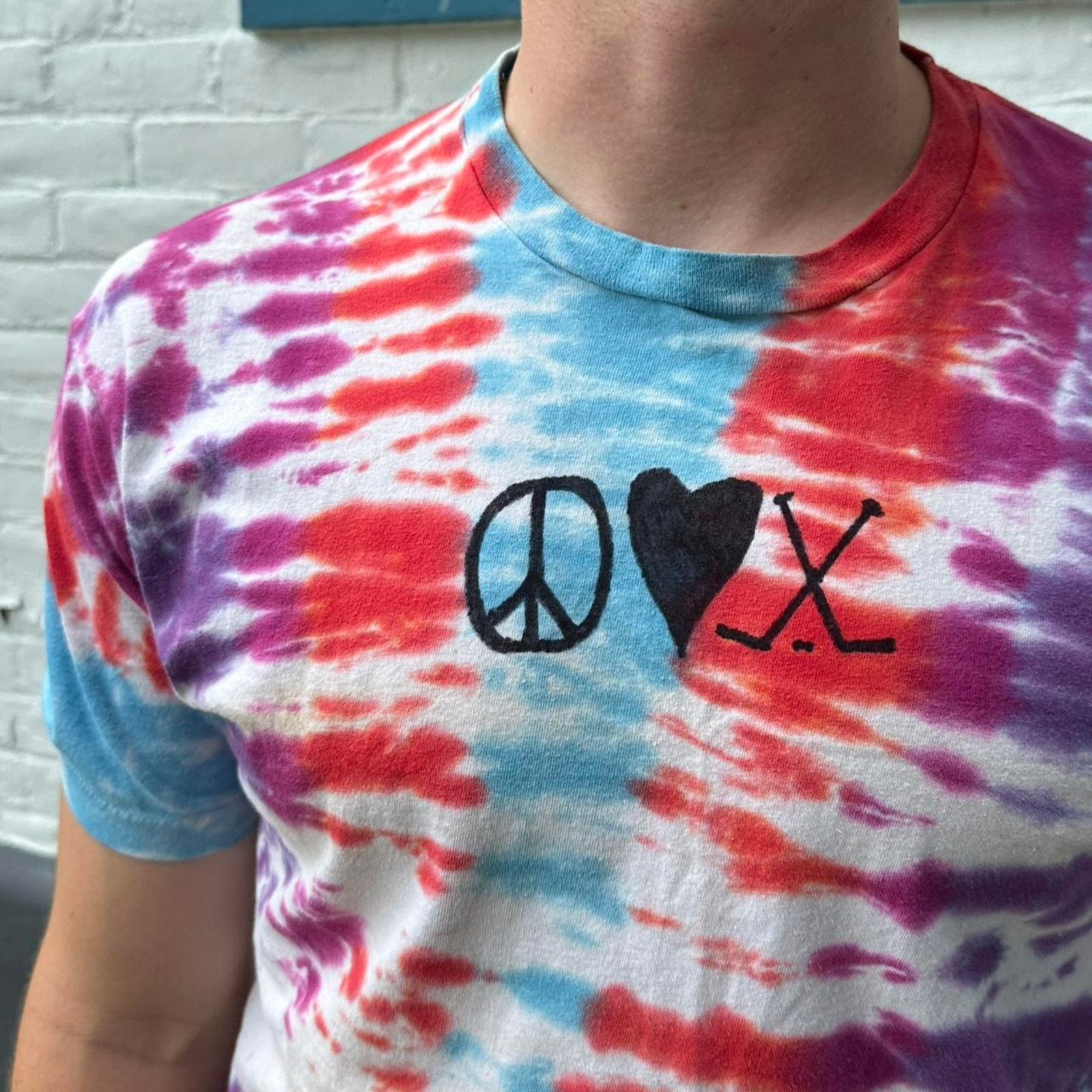 Other × Vintage ICONIC RARE VINTAGE 70S HOCKEY PEACE LOVE TIE DYE SHIRT Size US XL / EU 56 / 4 - 1 Thumbnail