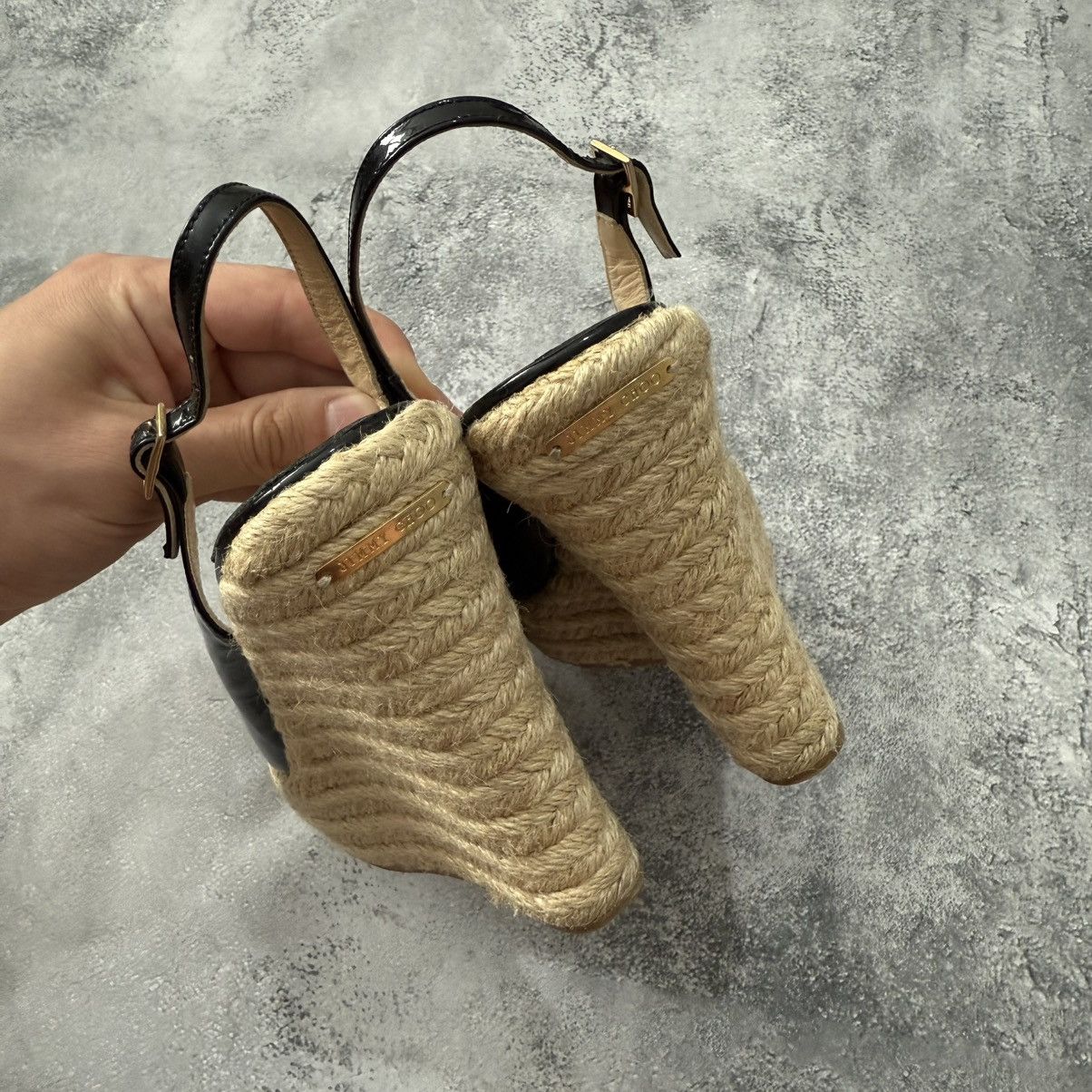 Jimmy Choo Jimmy Choo Polar Patent Platform Espadrille Heel Sandals Size US 7.5 / IT 37.5 - 23 Thumbnail