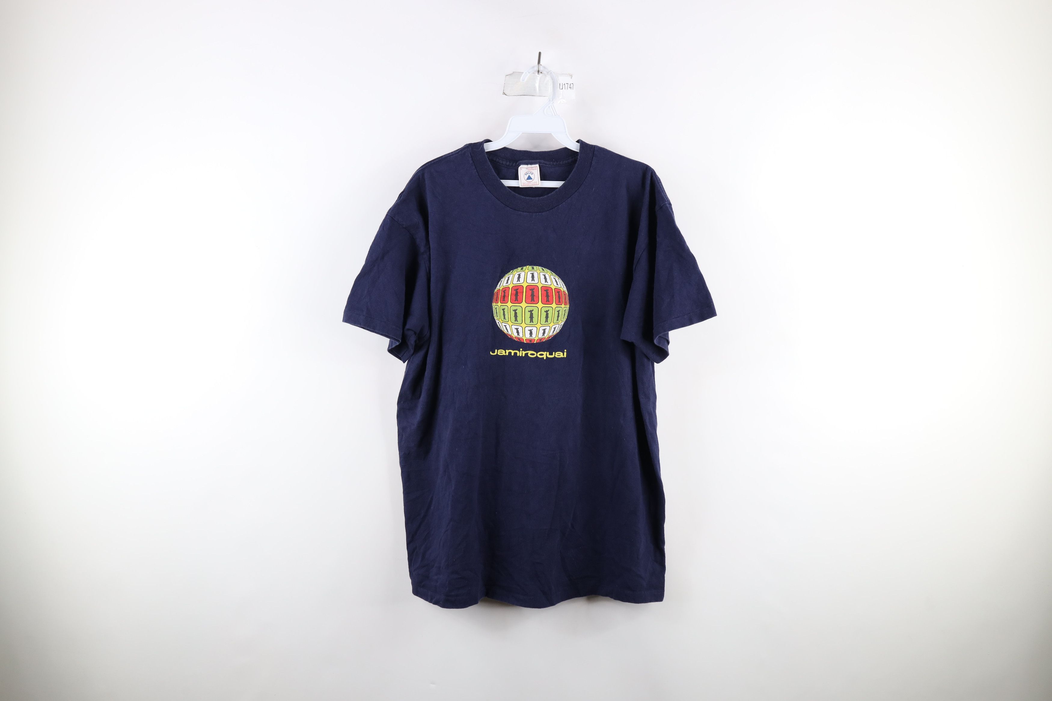 Vintage Vintage 90s Spell Out Jamiroquai Band T-Shirt Blue Cotton Size US L / EU 52-54 / 3 - 1 Thumbnail