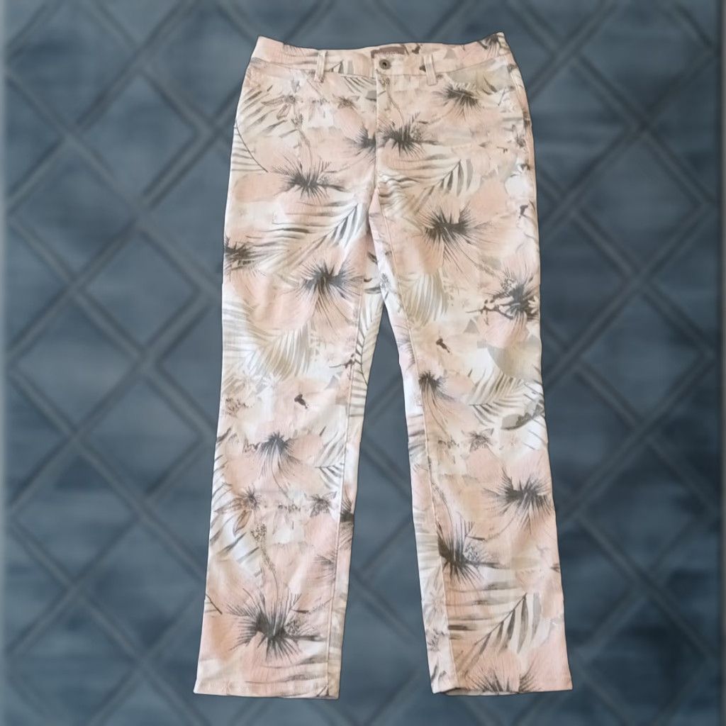 Vintage Chico's Jeans Ankle Womens 0 Pink Floral Stretch 29x26 Mid Rise 5-Pocket Denim Cotton Blend Size 25" / US 0 / IT 36 - 1 Thumbnail