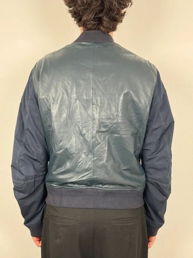 Burberry Burberry Navy Hybrid Leather & Nylon Bomber Jacket Size US M / EU 48-50 / 2 - 3 Thumbnail