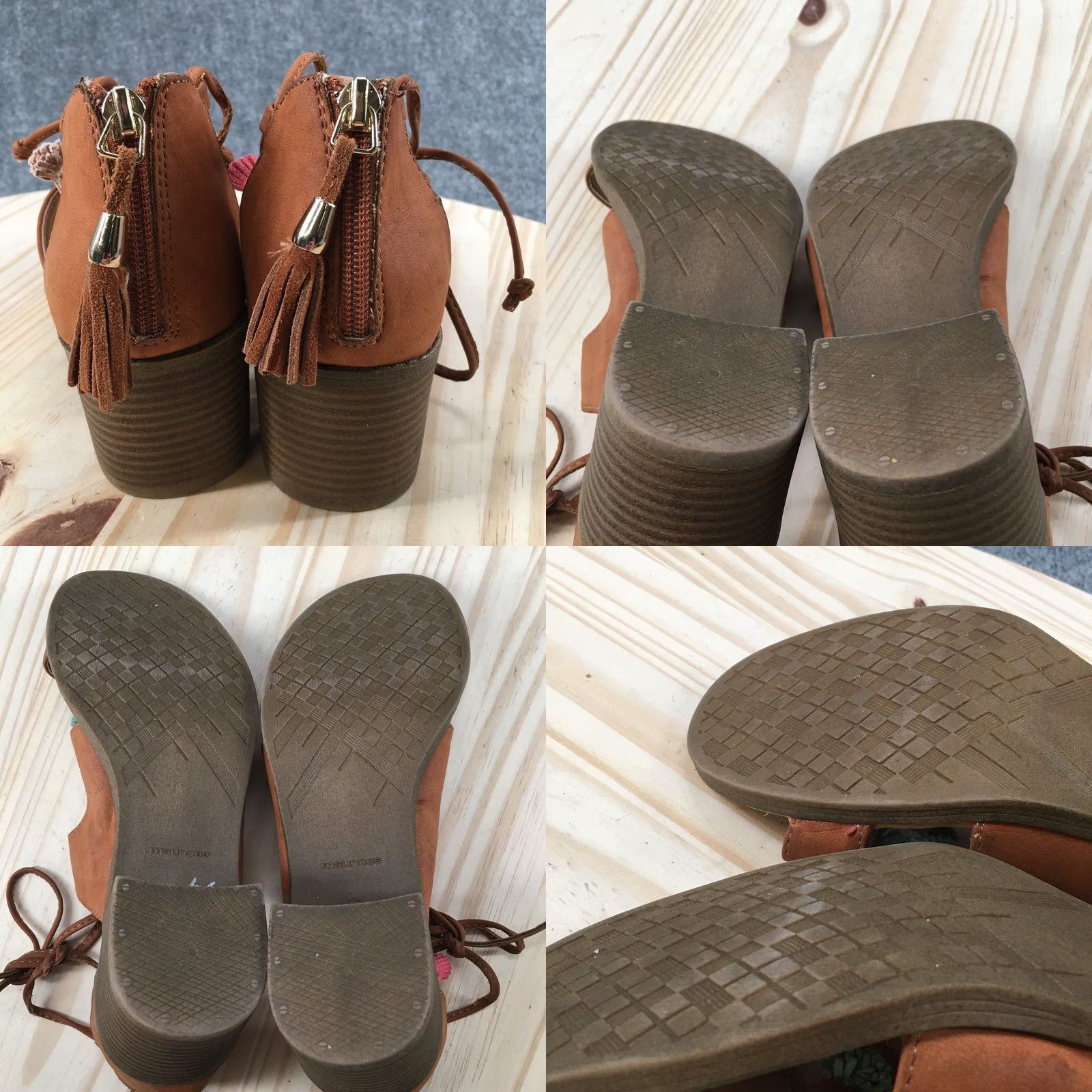 Vintage Maurices Ember Gladiator Sandals Womens 8 M Brown Faux Leather Back Zipper Size US 8 / IT 38 - 8 Thumbnail