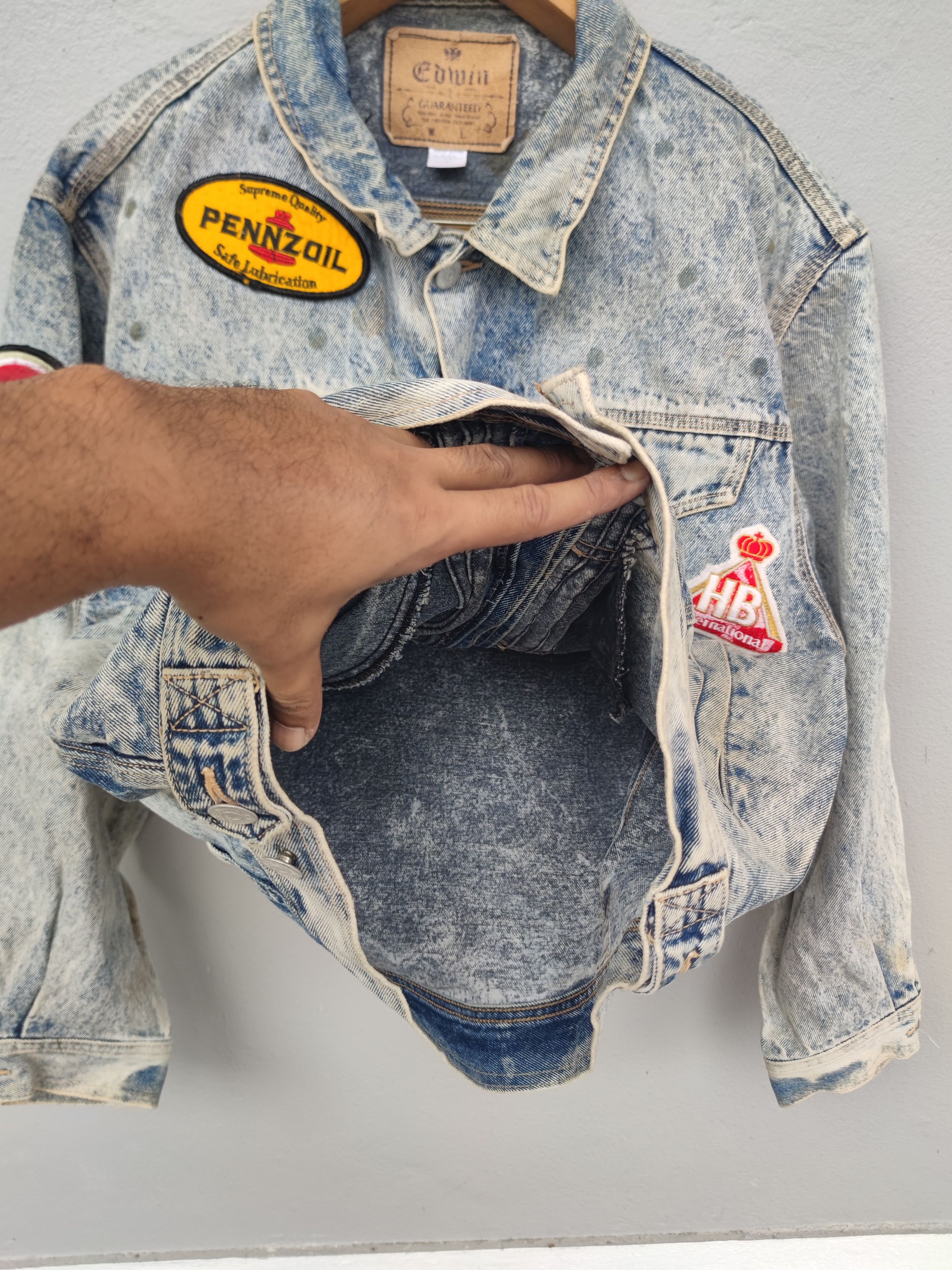 Edwin Vtg Edwin Denim Jacket Lucky Strike Penzoil Bel-Ray Oneal Size US L / EU 52-54 / 3 - 8 Thumbnail