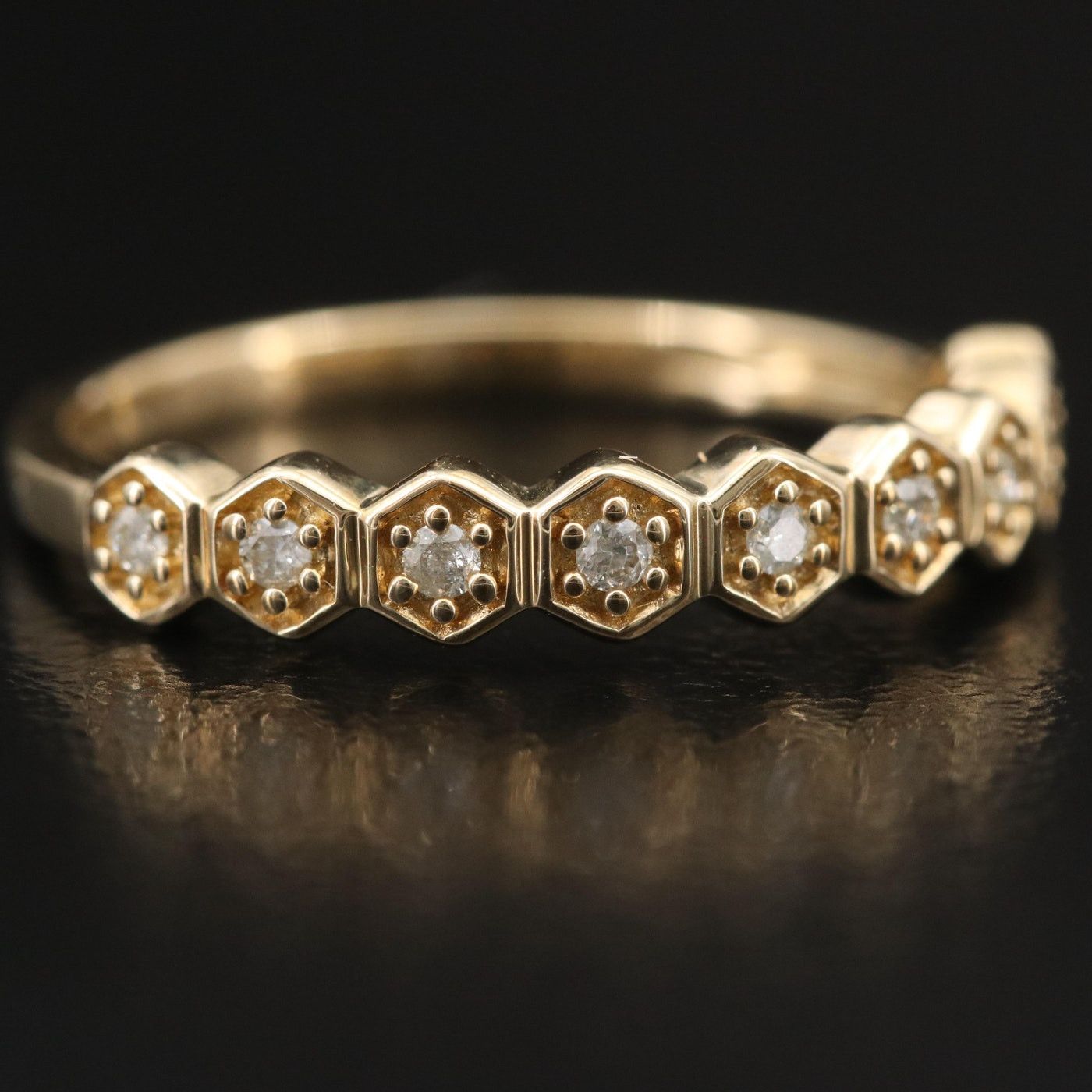 Other Vintage 10k .12 ctw Diamond Geometric Band Size ONE SIZE - 3 Thumbnail