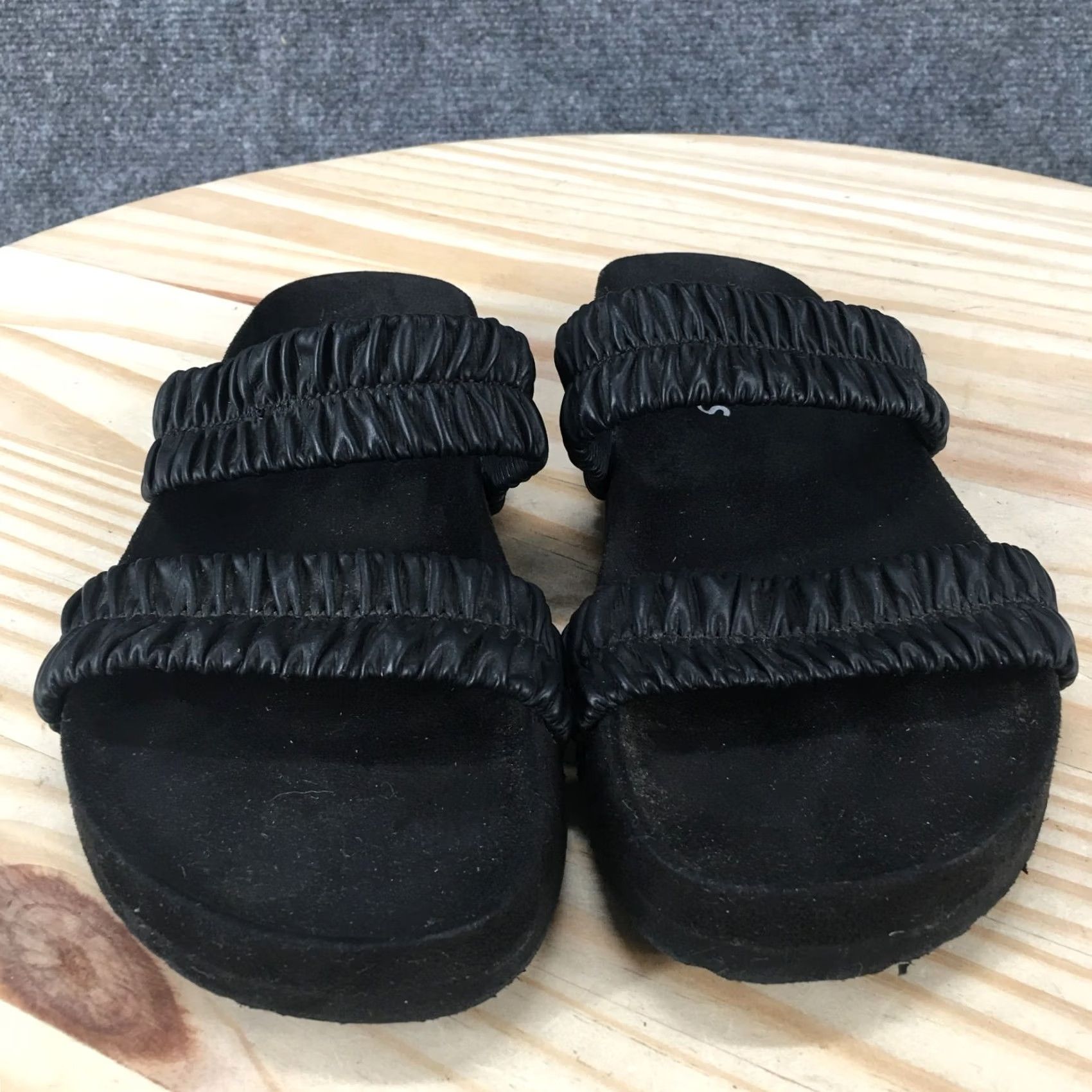 Vintage White Mountain Sandals Slide Womens 7 Black Footbed Double Strap Open Toe Casual Size US 5 / IT 35 - 7 Thumbnail