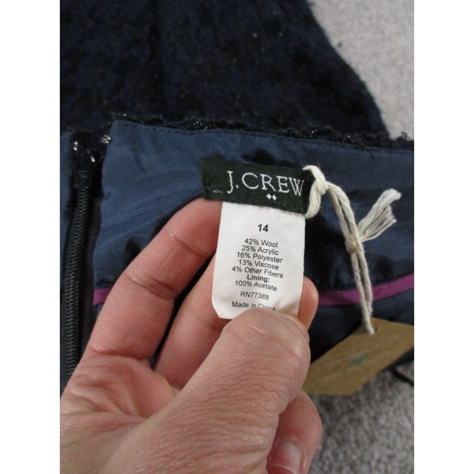 J.Crew J. Crew Skirt Womens 14 Dark Blue Black Glitter Wool Blend Straight Size 36" / US 14 / IT 50 - 7 Thumbnail