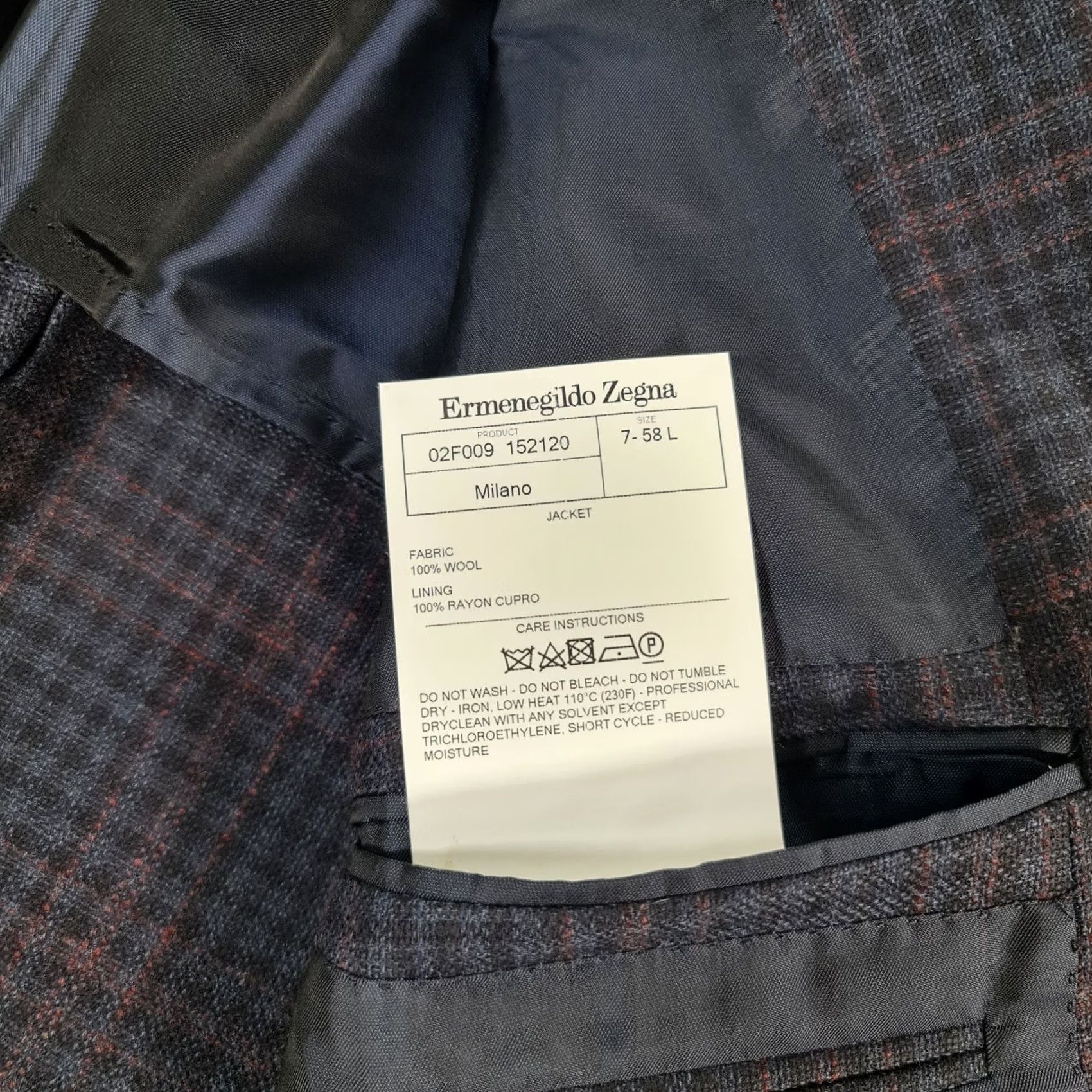 Ermenegildo Zegna VINTAGE? (No) -> Ermenegildo Zegna Blazer Blue Plaid Wool Su Misura Button Closure Regular 48 Long Mens Jacket Size 48R - 6 Thumbnail
