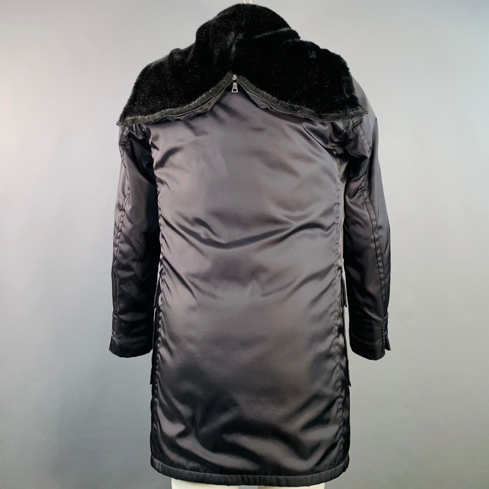 Prada PRADA Size 38 Navy Polyester Hooded Zip Snaps Jacket Size US M / EU 48-50 / 2 - 4 Thumbnail