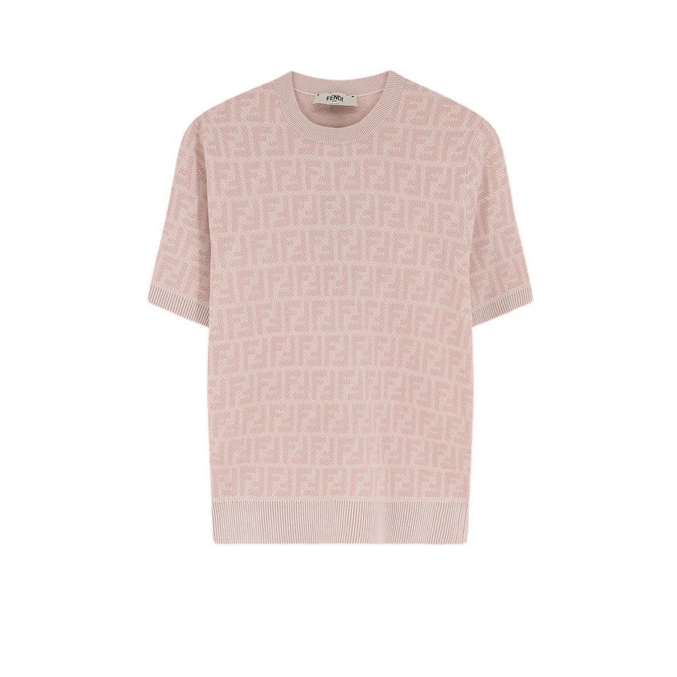 FENDI $1400 Pink FF Wool/Silk Sweater New & Authentic (Women