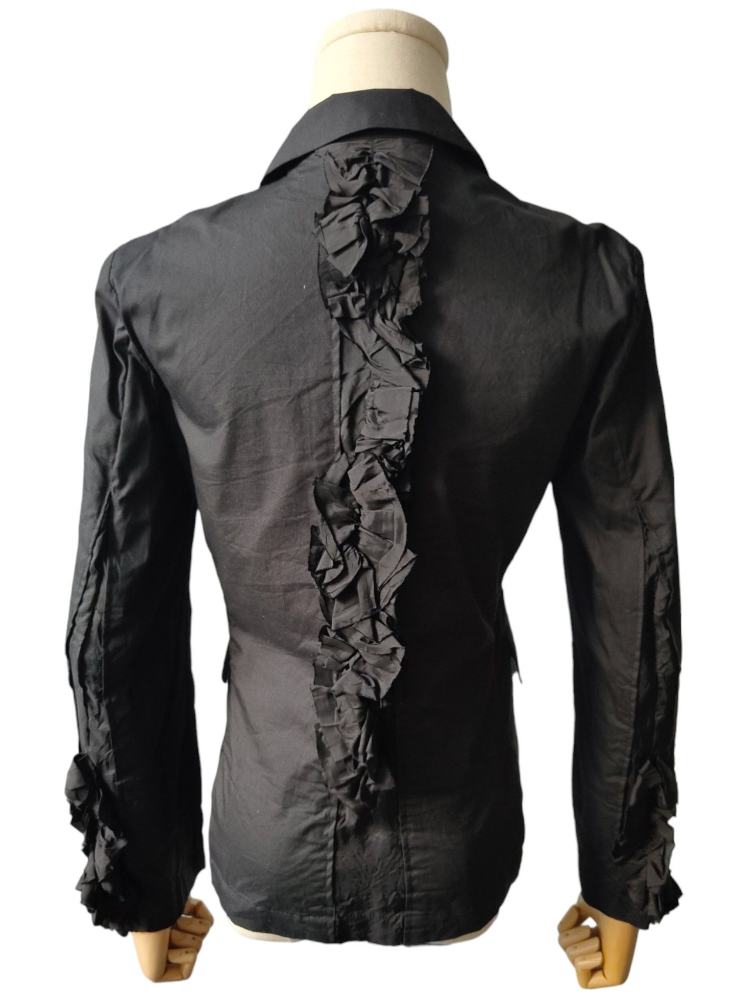Comme des Garcons Black Black Cotton 3-Buttoned Jacket With Ruffles Sleeves Size XS / US 0-2 / IT 36-38 - 5 Thumbnail