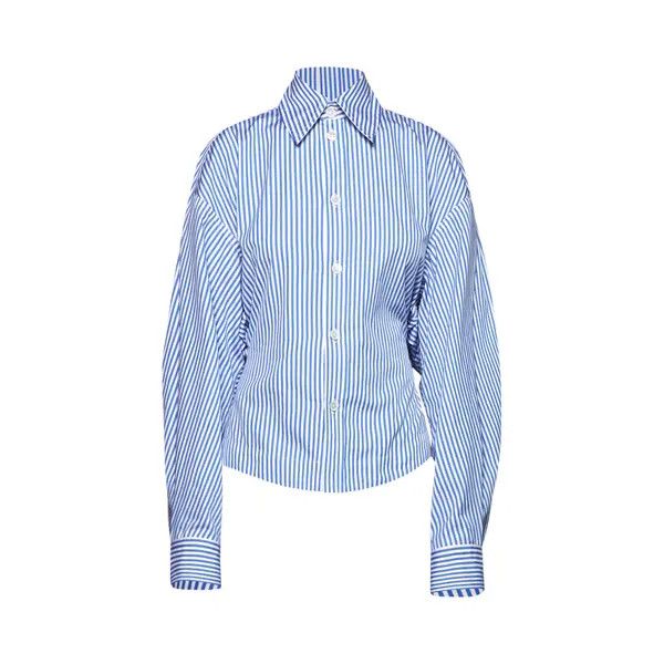 Bottega Veneta o1n1vont1225 Pinstripe Cotton Shirt in Blue/White Size XS / US 0-2 / IT 36-38 - 1 Preview